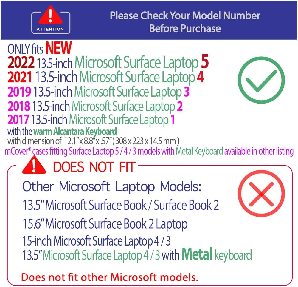 Hard Shell Case für 13,5-Zoll Surface Laptop mit Alcantara-Tastatur, 13.5" Surface Laptop Transparent