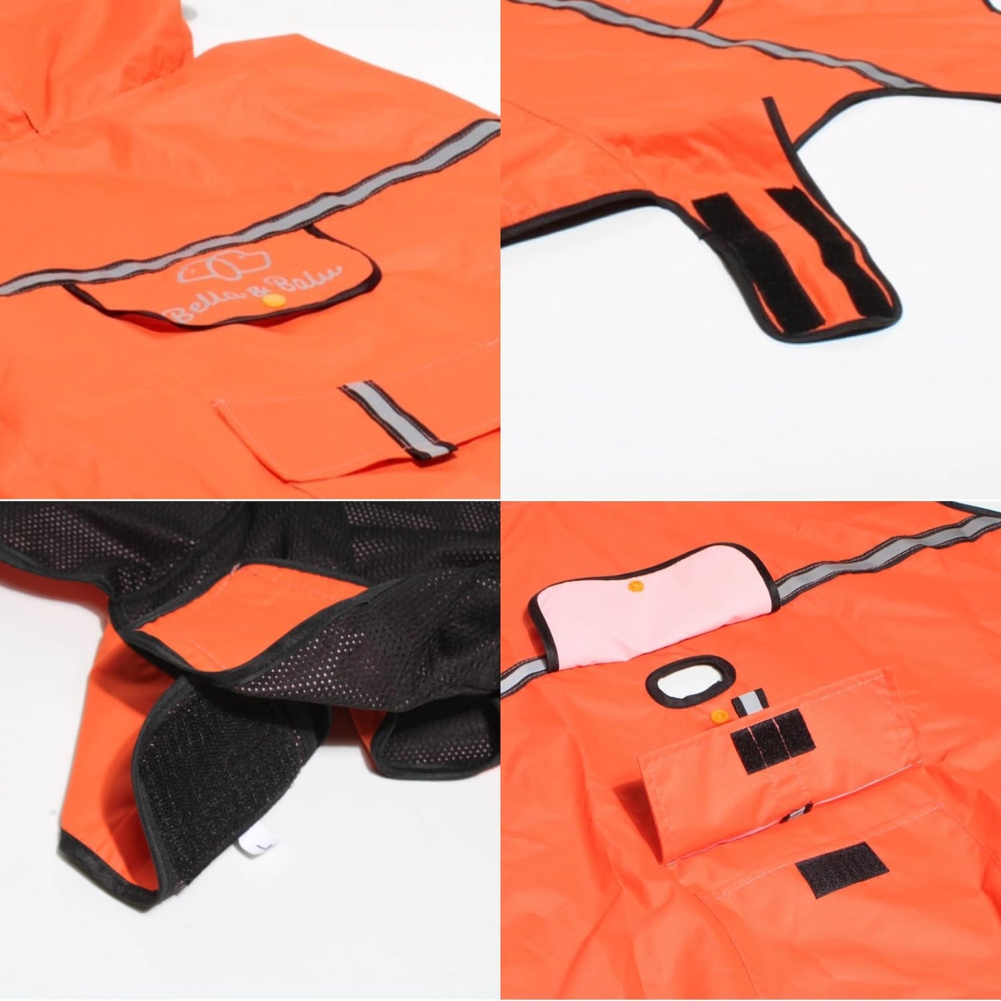 Hunderegenmantel mit Kapuze, L Orange