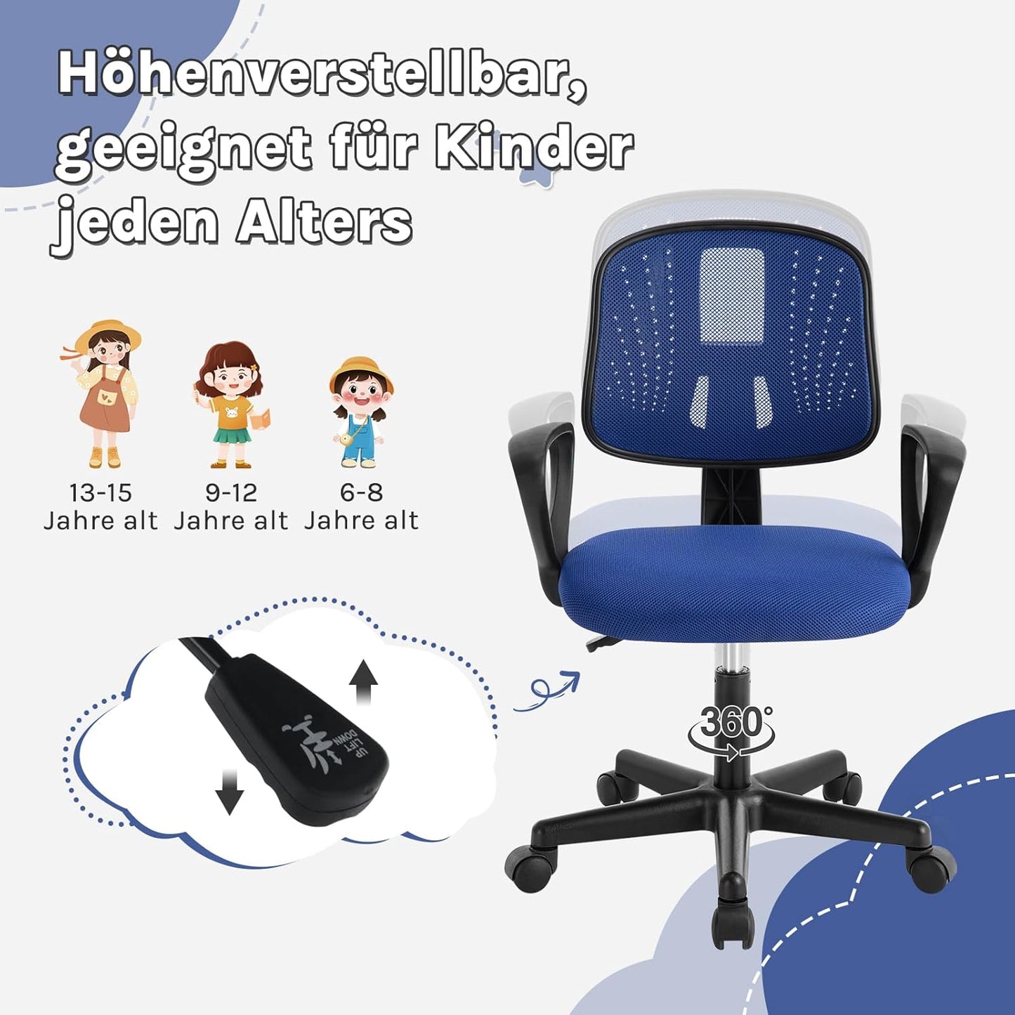 Ergonomischer Kinderschreibtischstuhl, Blau