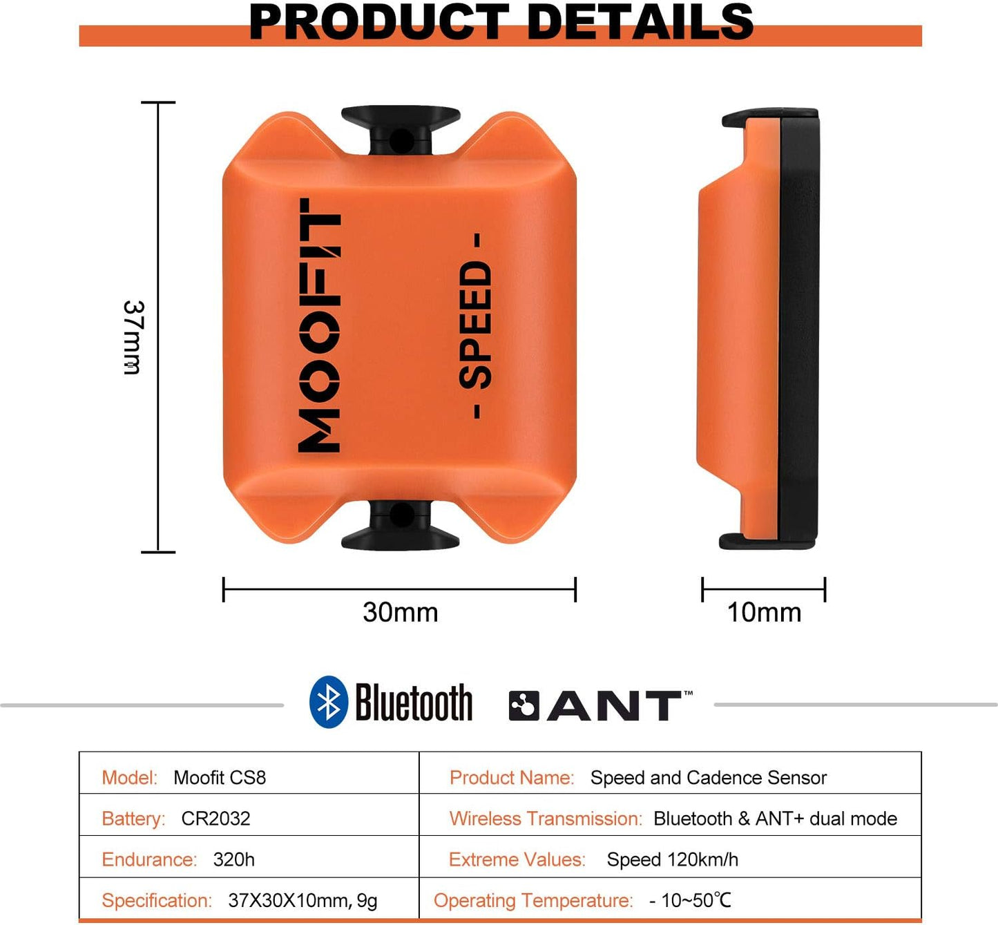 Geschwindigkeits- und Trittfrequenzsensor mit Bluetooth & ANT+, Geschwindigkeitssensor & Trittfrequenzsensor