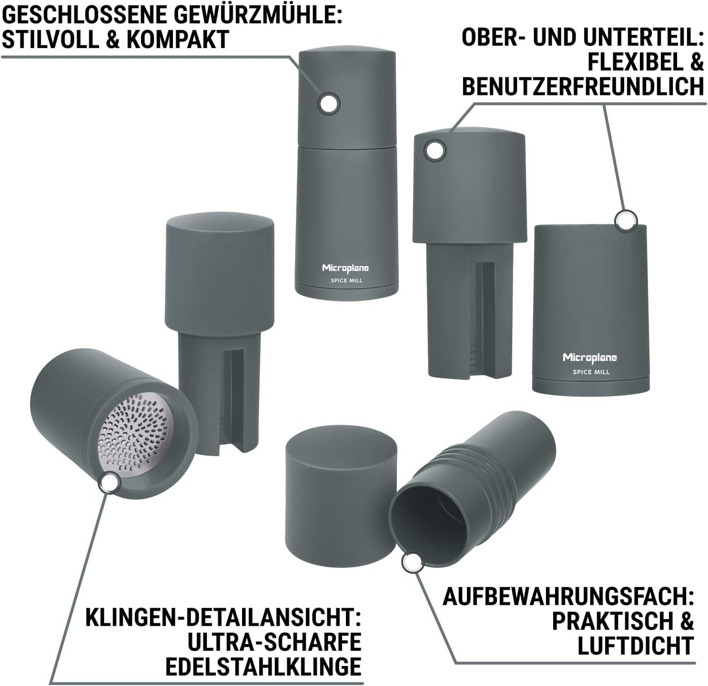 2in1 Gewürzmühle mit Edelstahlklinge, Eukalyptus Grün
