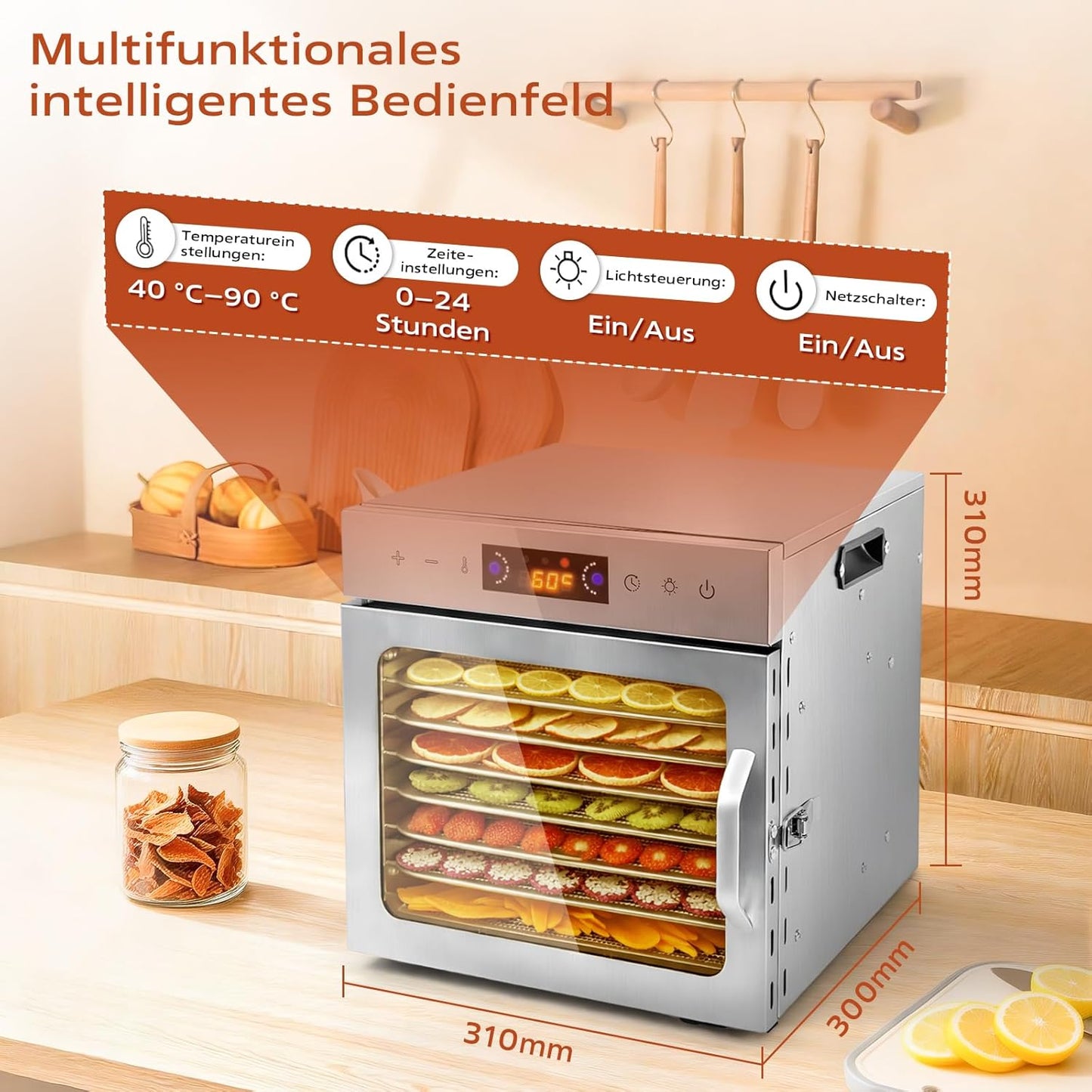 Dörrautomat mit 8 Einschüben und Rezeptbuch