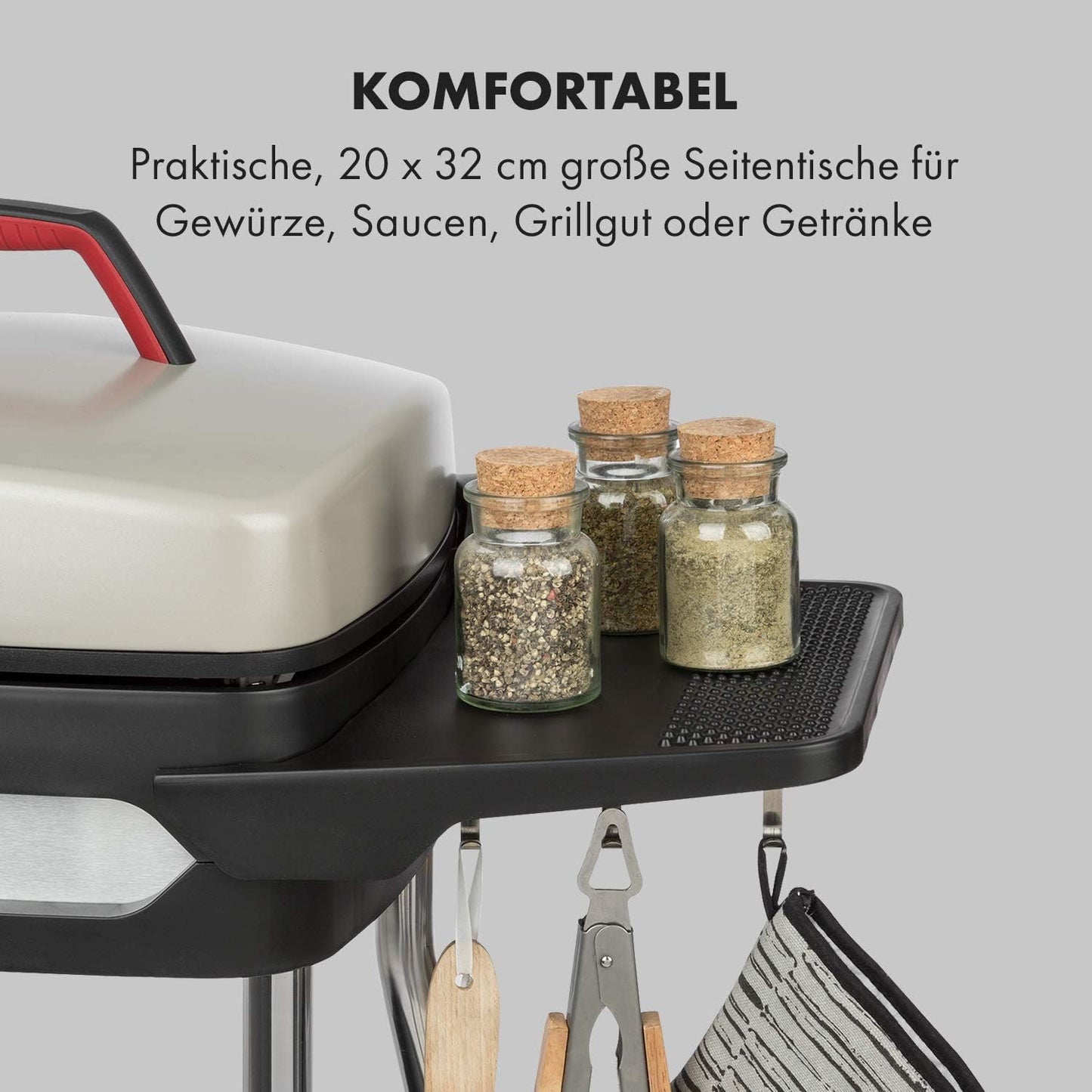 Stand- und Tischgrill mit EasyGrill Concept, Beige / Schwarz, 2000 W