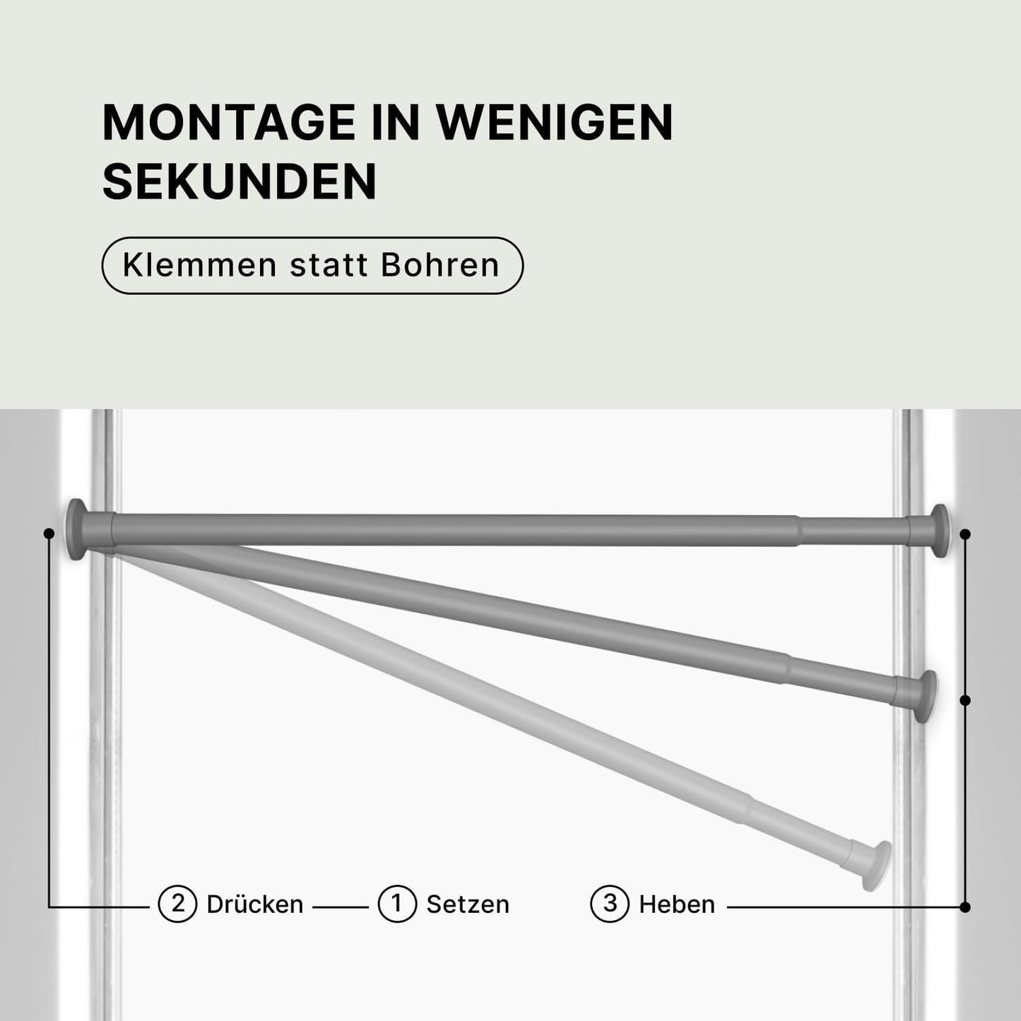 Vorhangstange ohne Bohren, 50-80 cm Grau