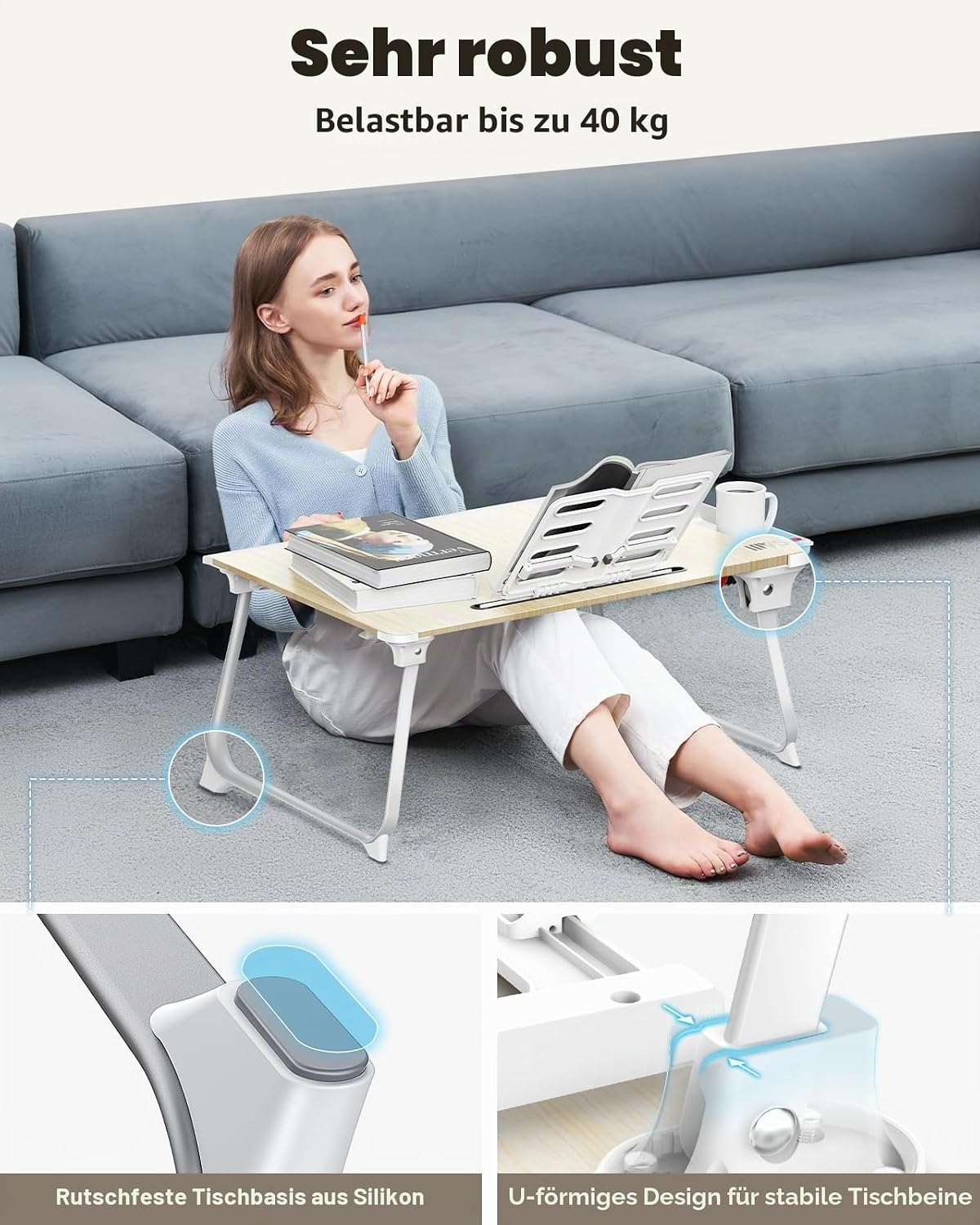Klappbarer Bett-Schreibtisch, Light Teak