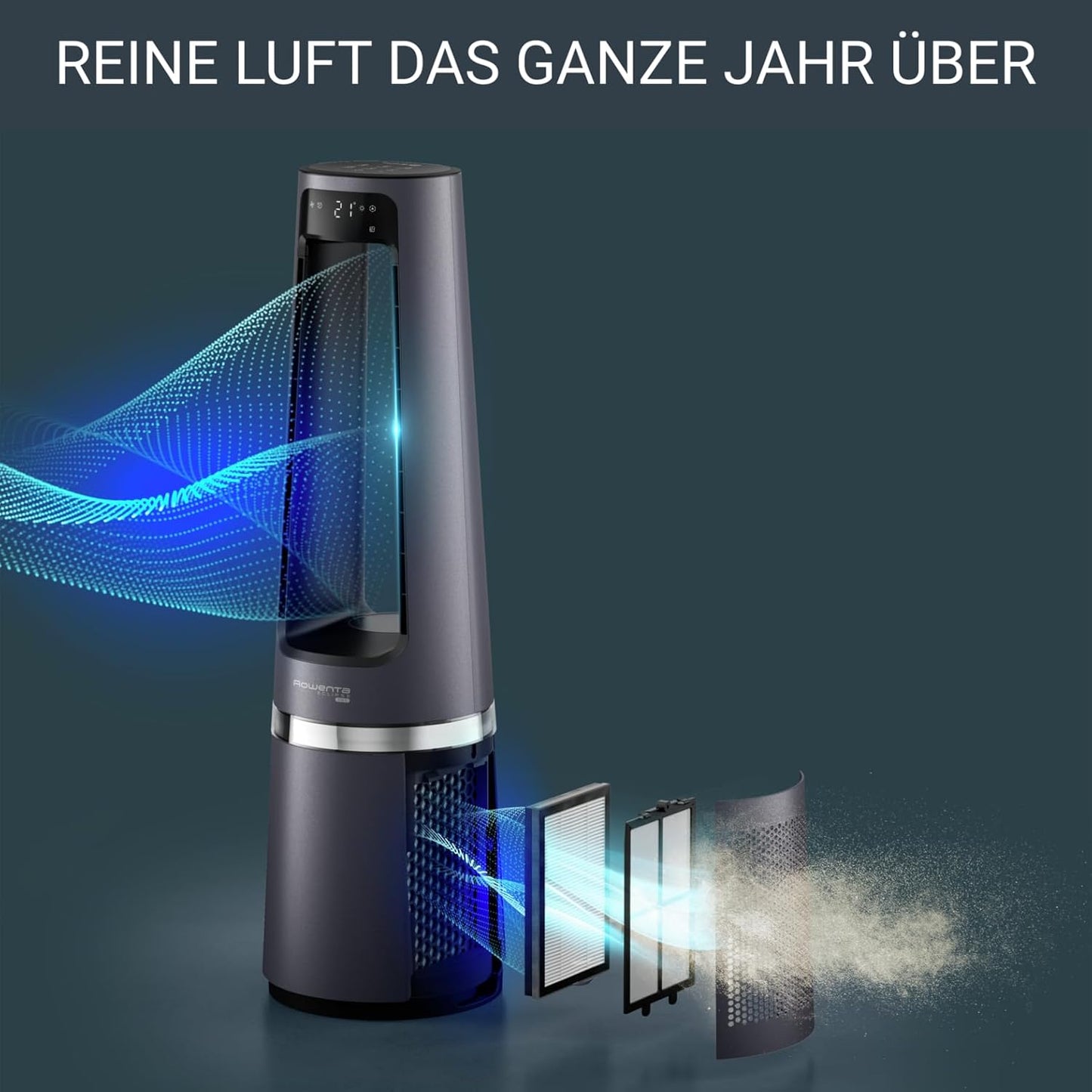 QU5062 Eclipse - 3-in-1 Turmventilator (Luftreiniger, Heizlüfter & Ventilator), 3-in-1 Ventilator, Luftreiniger, Heizen