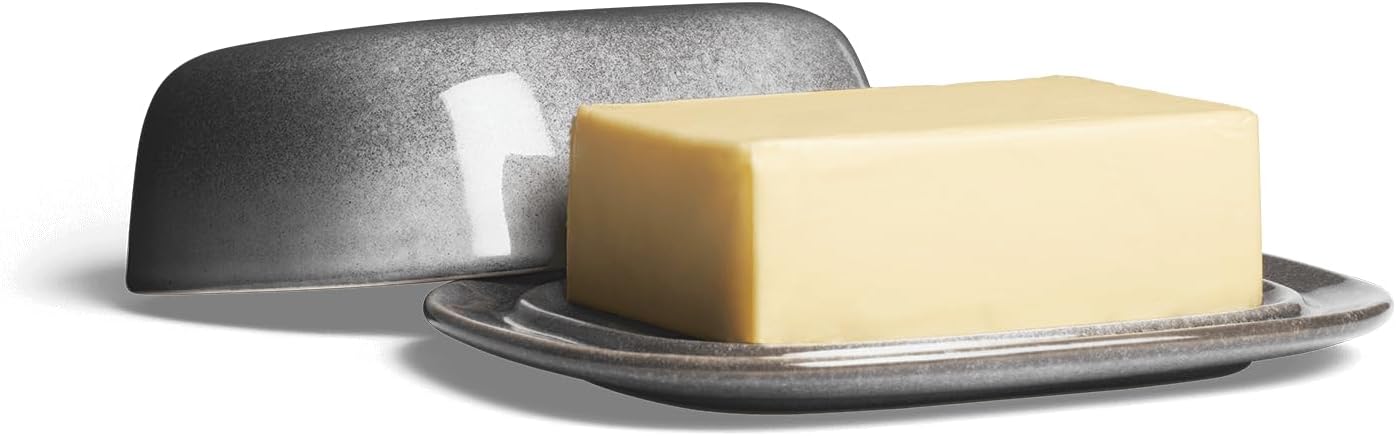 Butterdose Misty Cliff aus Steingut, Butterdose