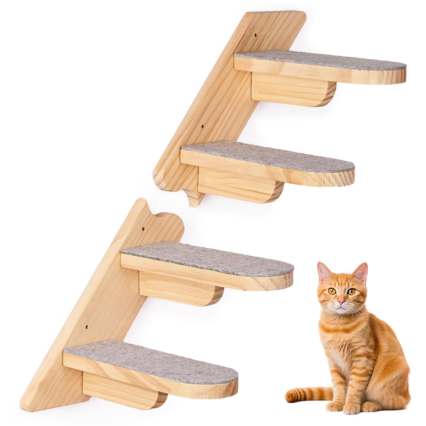 Wandmontiertes Katzen-Kletterregal mit Plüsch-Treppen