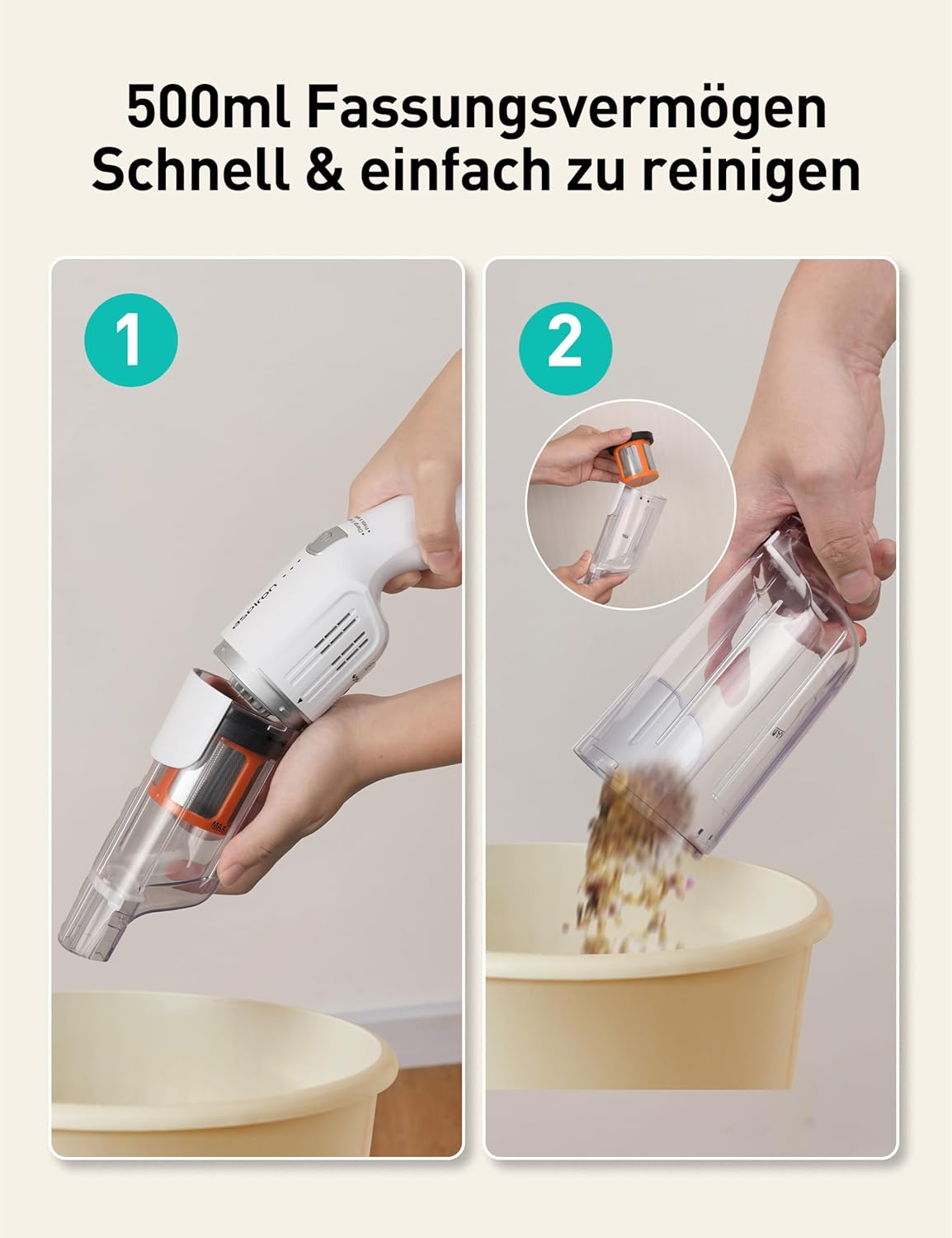 Kabelloser Handstaubsauger, Weiss