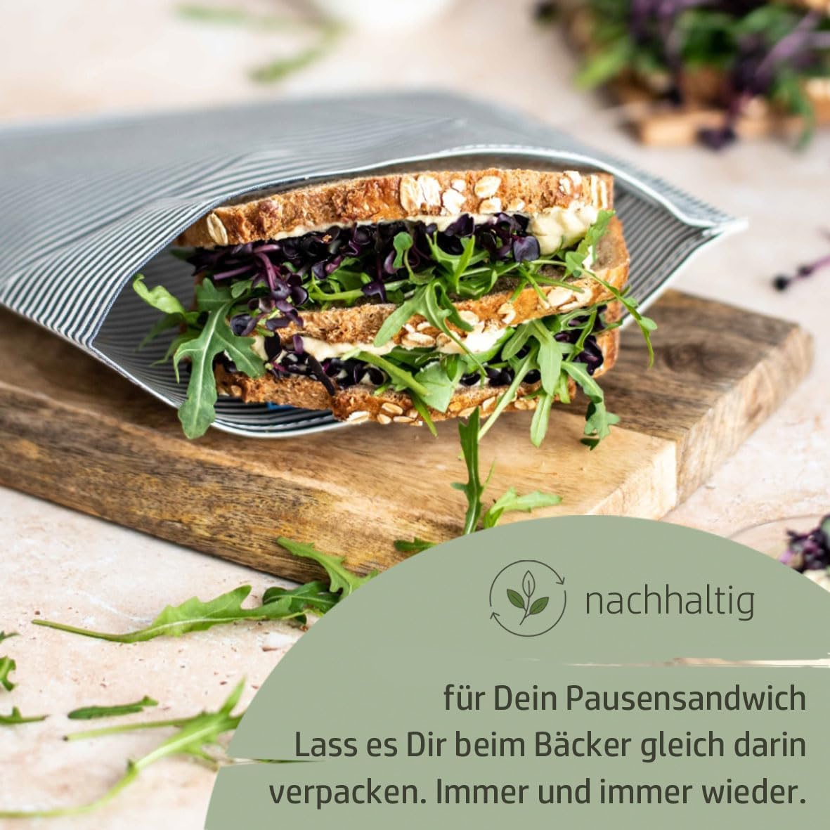 Bio-Bienenwachstuch Snacktasche Pausenpeter, Fresh