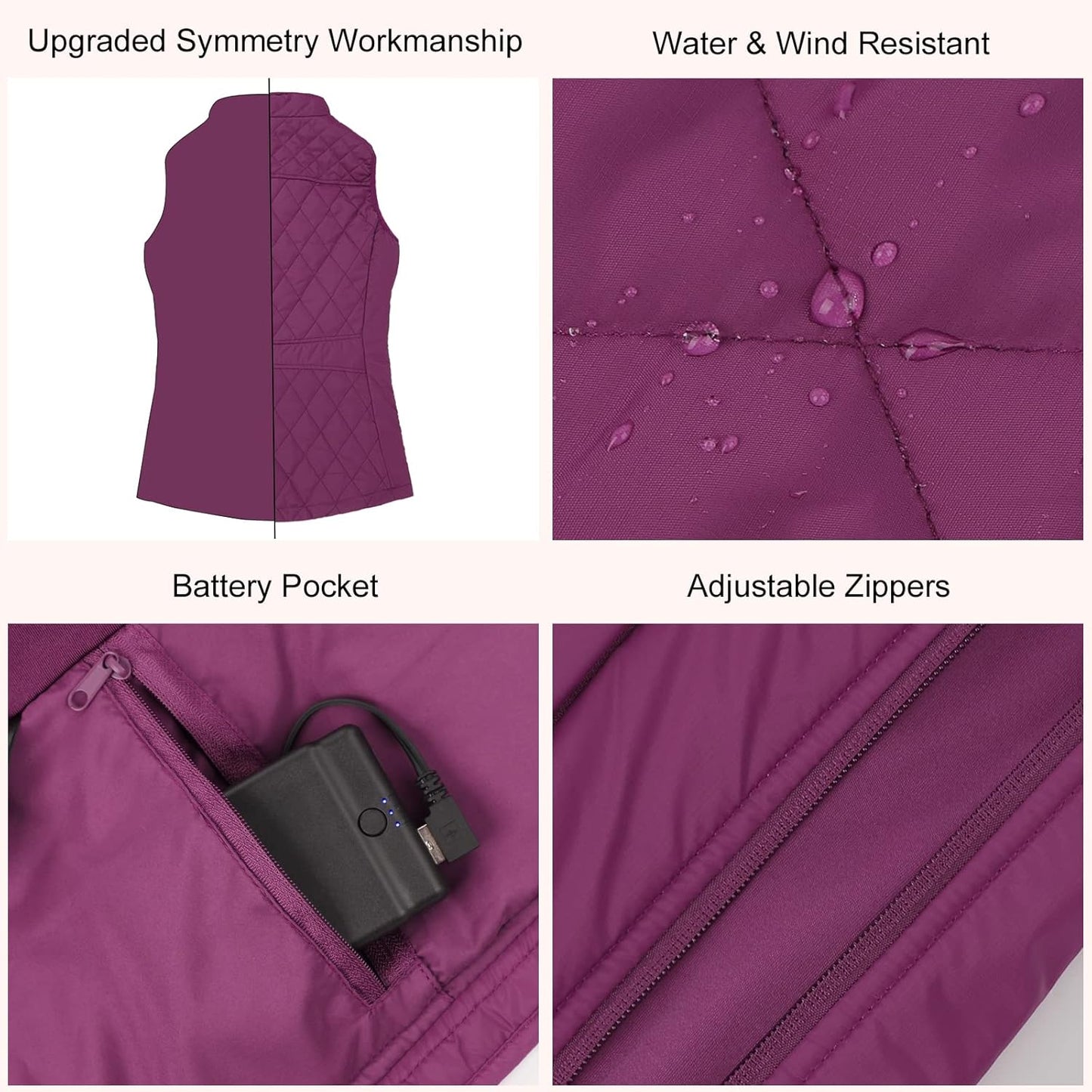 Beheizbare Weste, M Violett