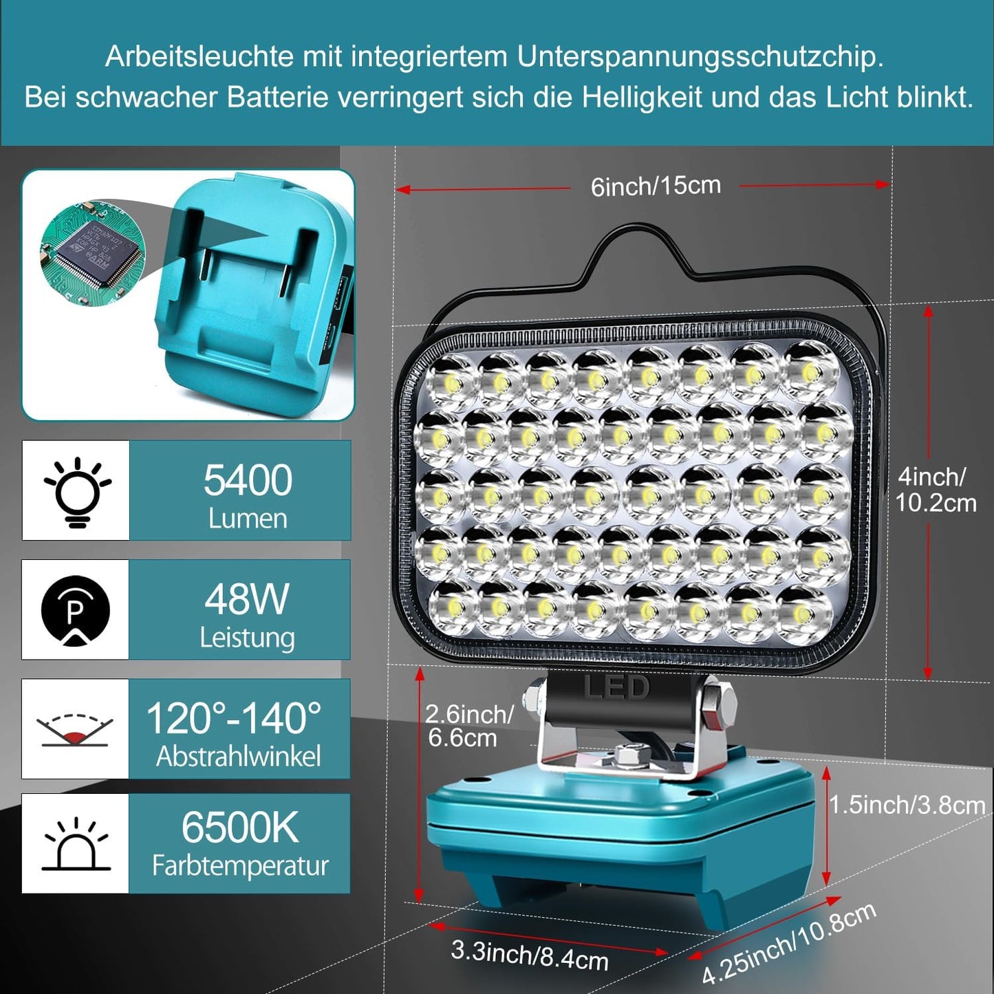 Akku-Baustrahler, Blau