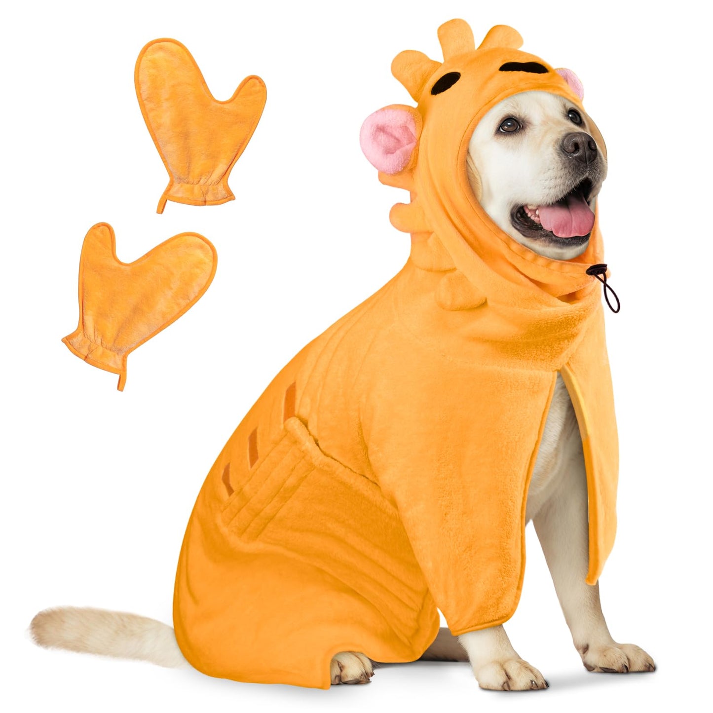 Verstellbarer Hundebademantel, L Orangenfarbe Löwe