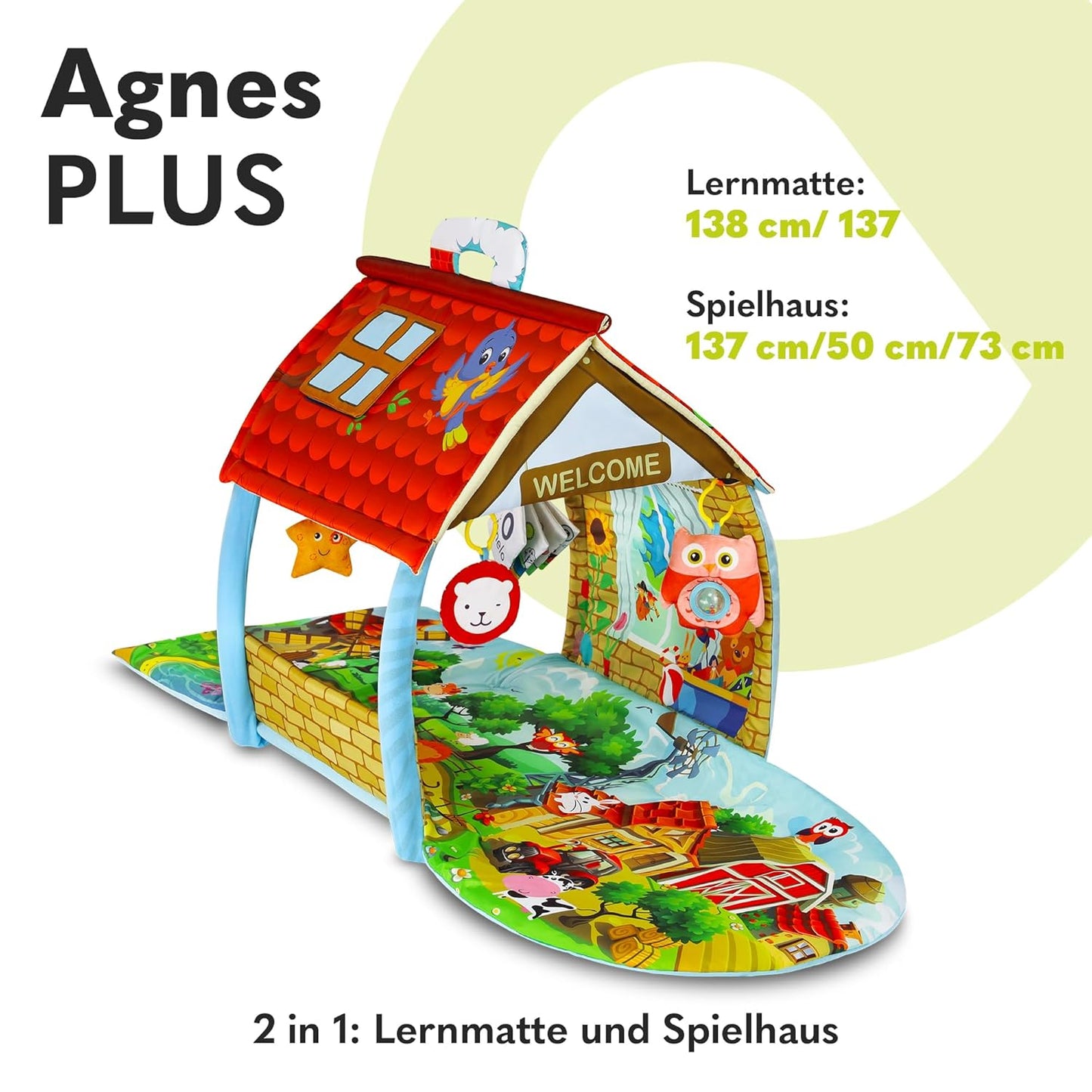2in1 Krabbeldecke Agnes Plus mit Spielbogen und Spielhaus