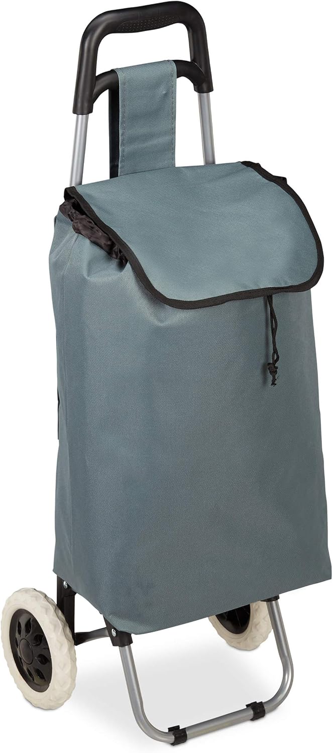 Einkaufstrolley klappbar mit abnehmbarer Tasche, Grau