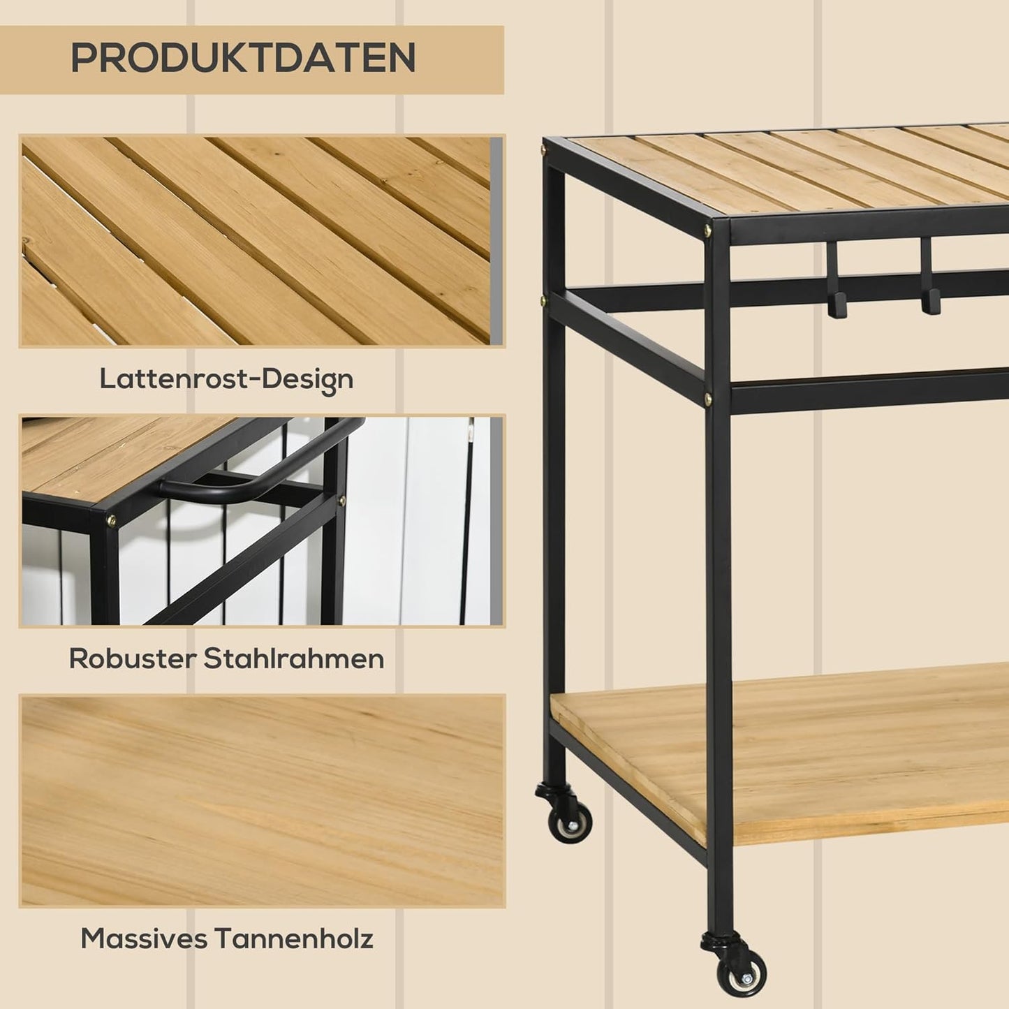 Multifunktionaler Gartenrollwagen