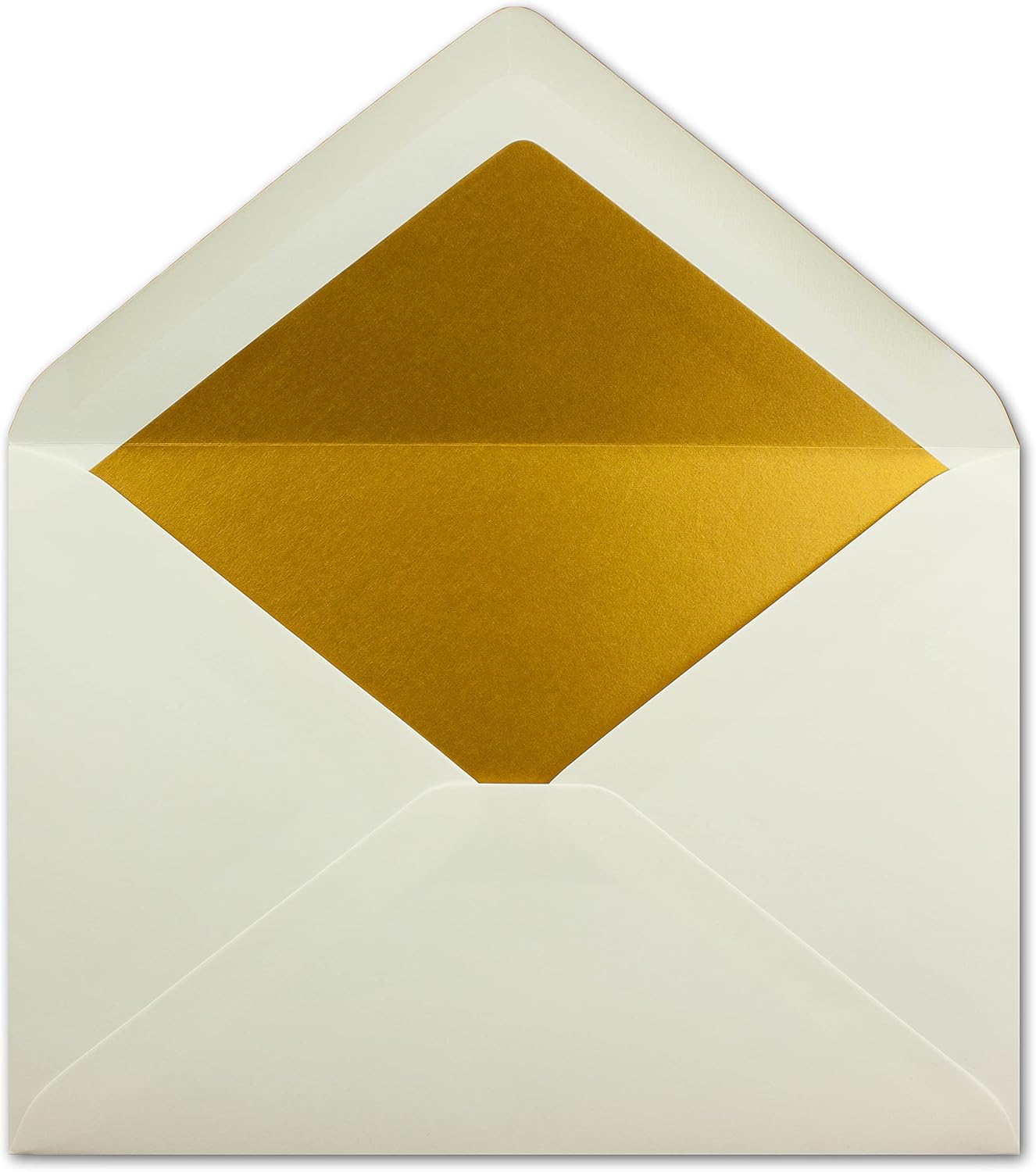 C5-Kuverts, 75 Umschläge, Naturweiss | Gold Futter