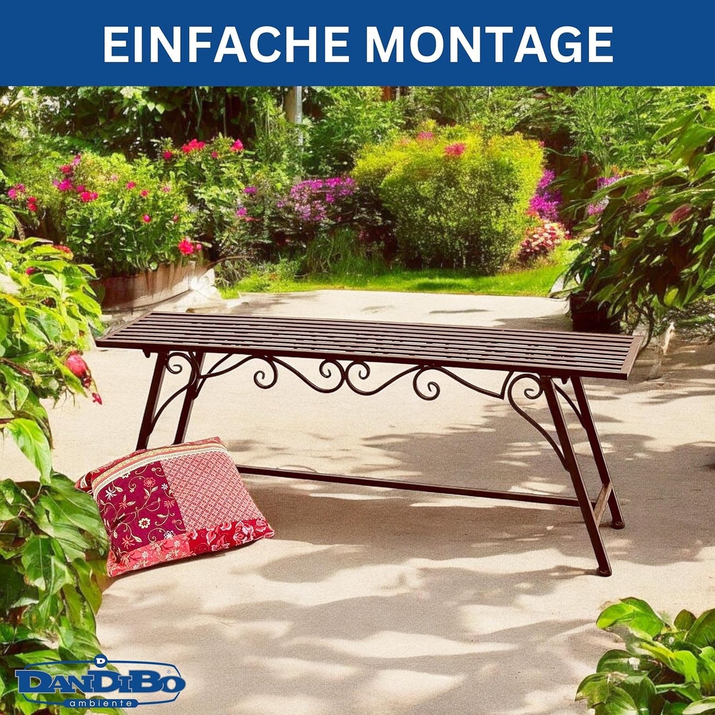 Wetterfeste Antik-Design Gartenbank Cucciu, 120 cm x 27 cm x 45 cm