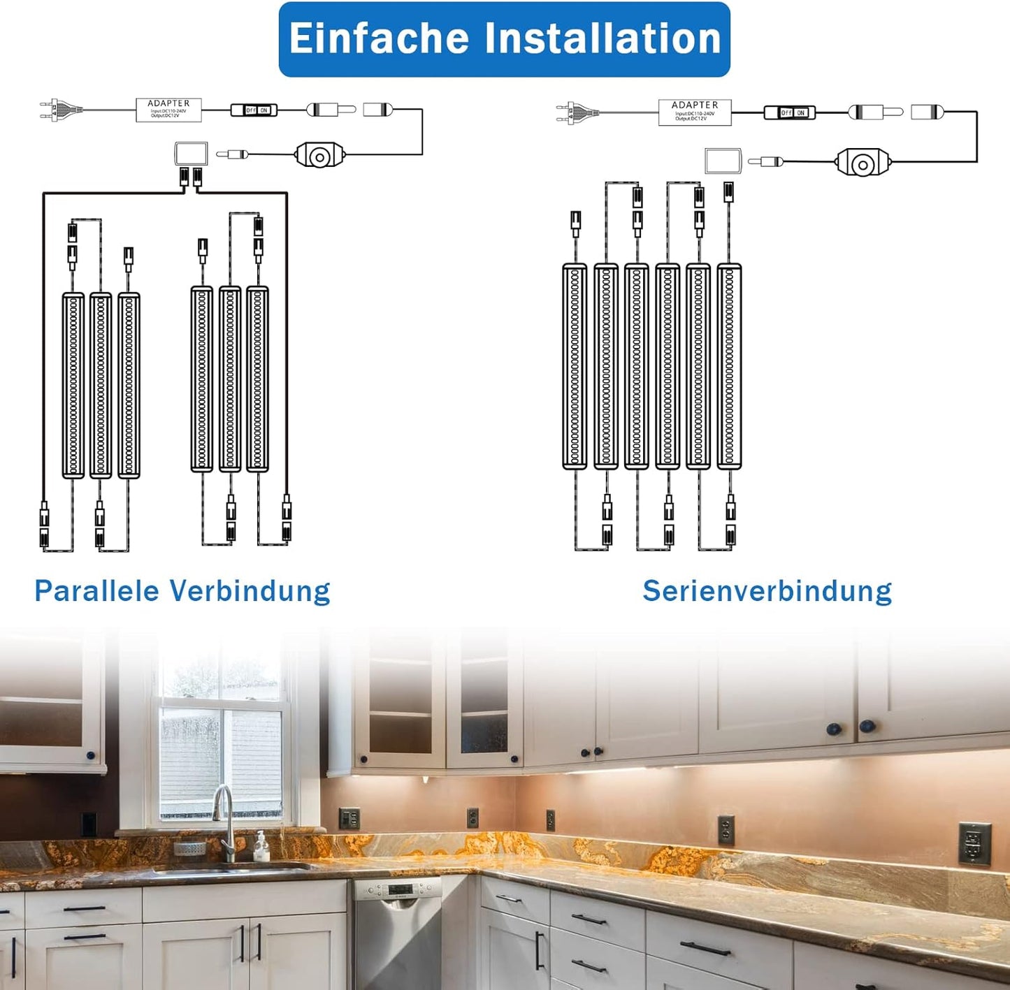 6 Stück Unterbauleuchte mit Schalter, 2700k Warmweiss
