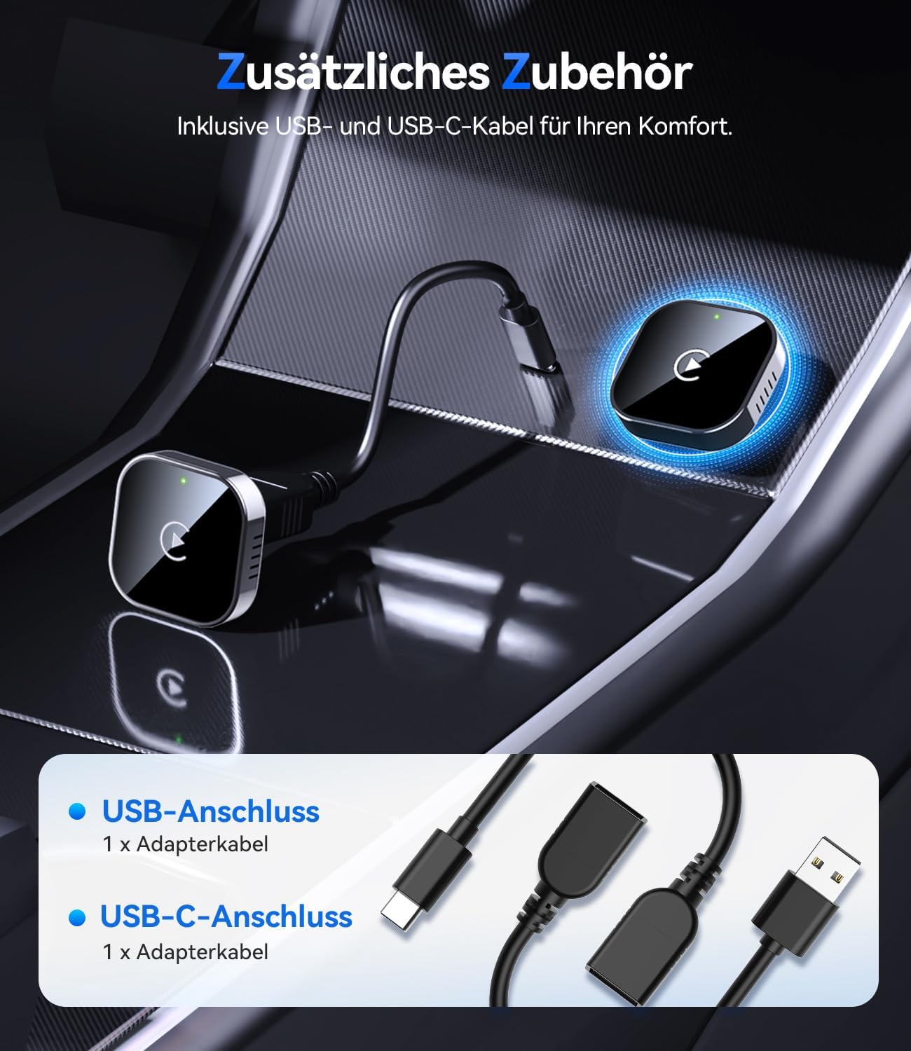 Wireless CarPlay Adapter für iPhone-Autosysteme, Schwarz