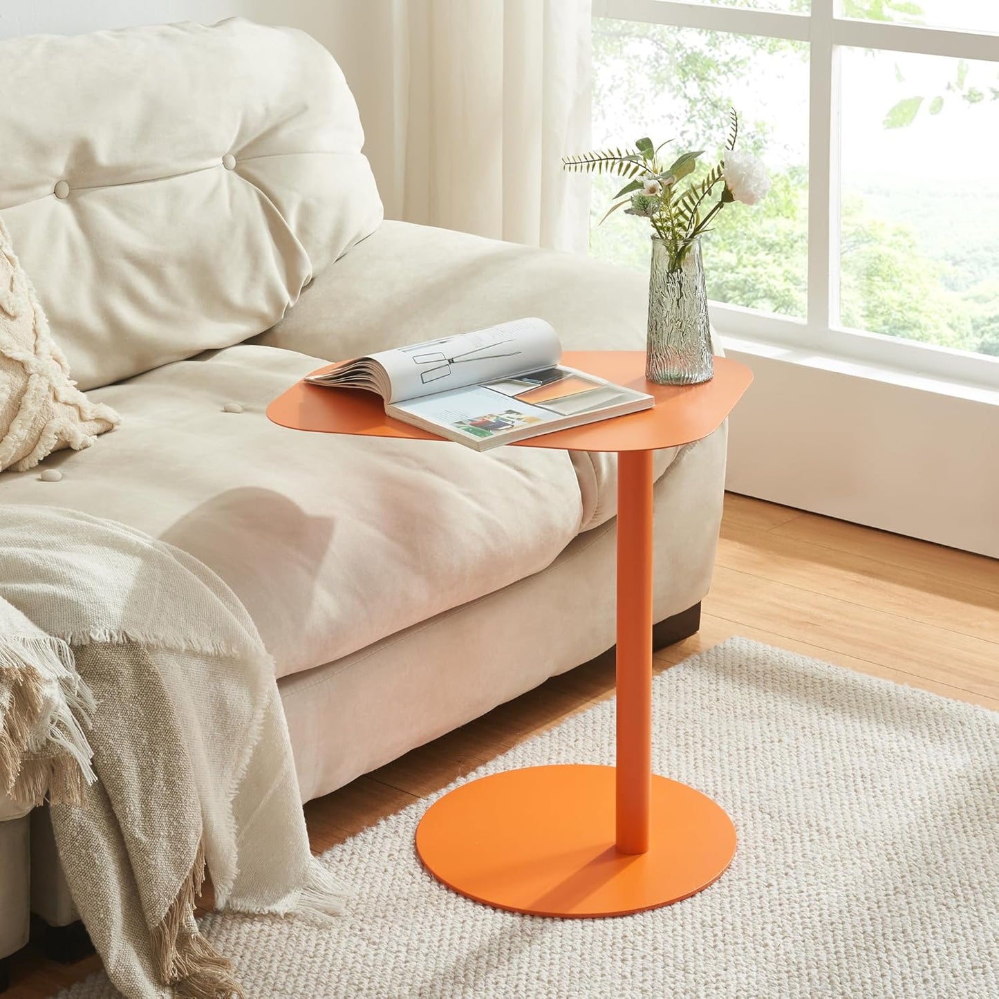 Beistelltisch Rechteckig für Wohnzimmer & Balkon, Orange Rechteckig