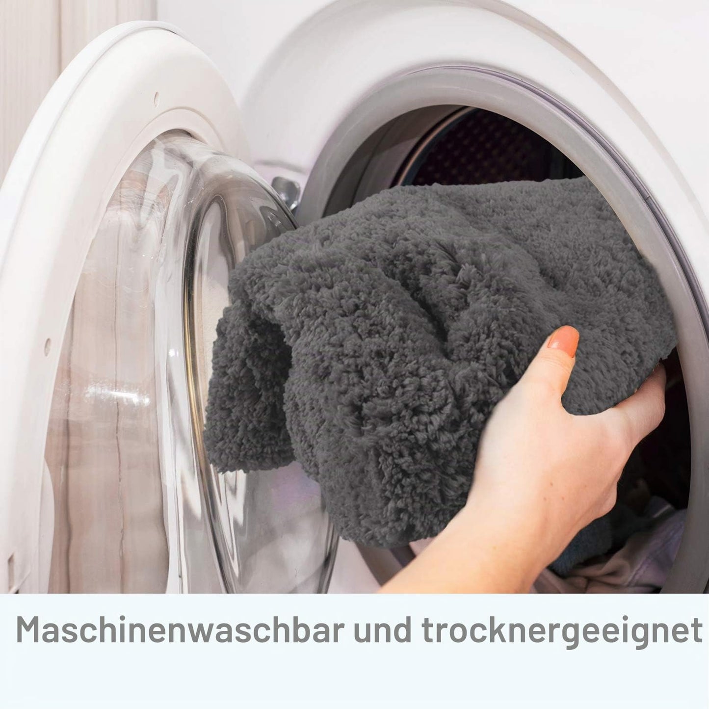 Rutschfester Hochflor Badteppich, maschinenwaschbar, 50 x 80 cm Grau