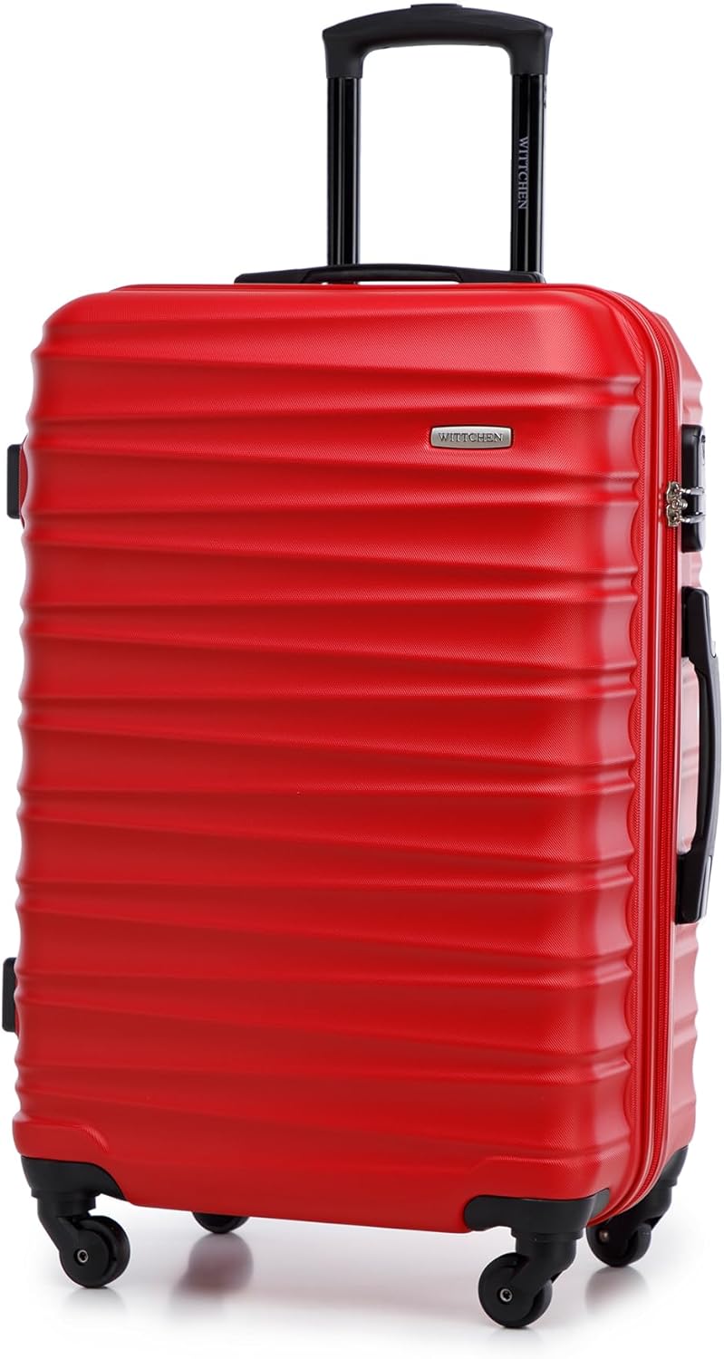 Groove Line Reiseset mit 4 Koffern und Beautycase, ABS-Gehäuse, Zahlen-Schloss, 4 Lenkrollen, Rot Koffer-Set 4tlg.