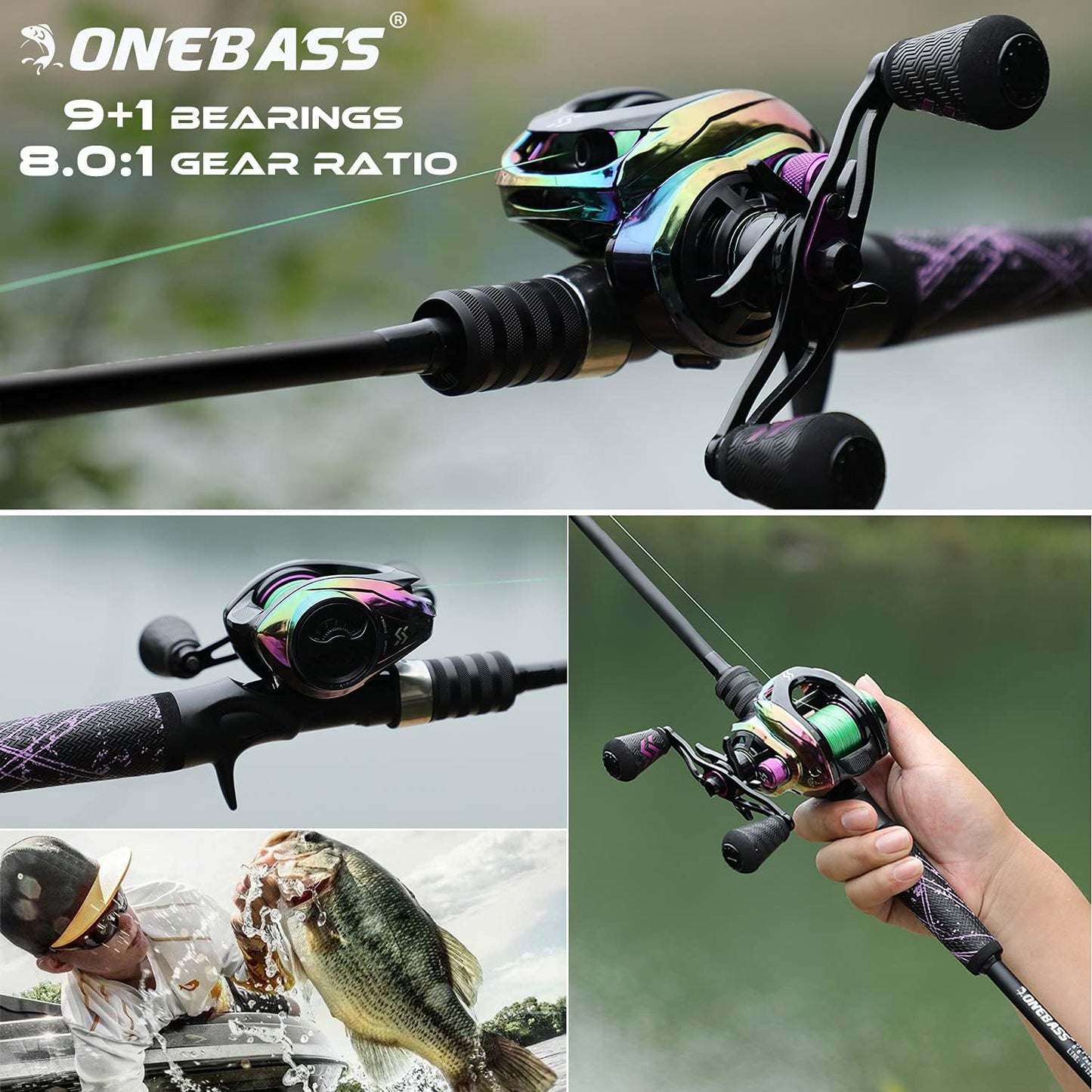 Baitcasting Angelruten-Kombi mit SuperPolymer-Griff, 6'0"Medium-2piece B-Casting-Kombi - Linkshänder