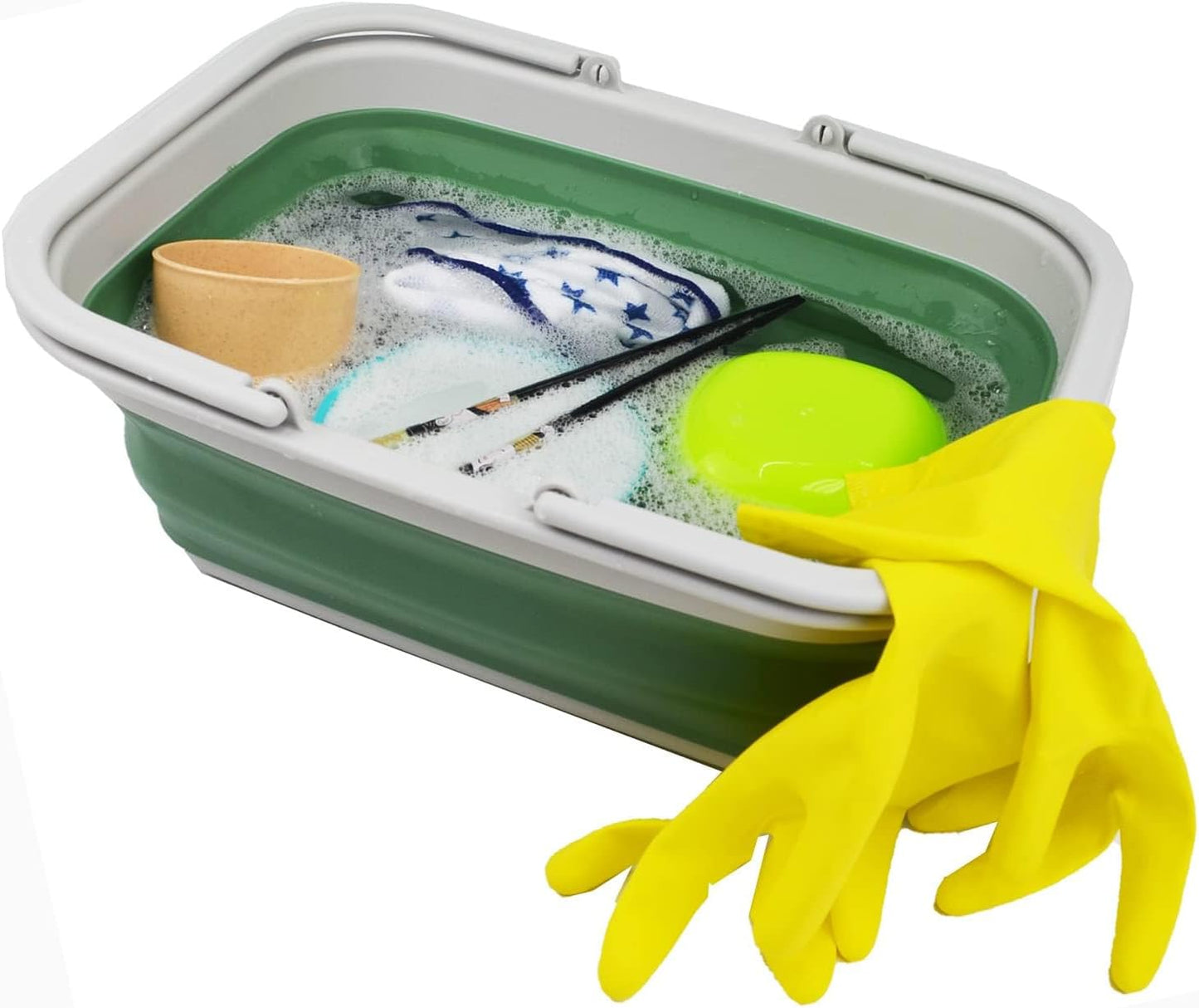 Faltbare Wanne mit Griff, Grau/Dunkles Meergrün 1