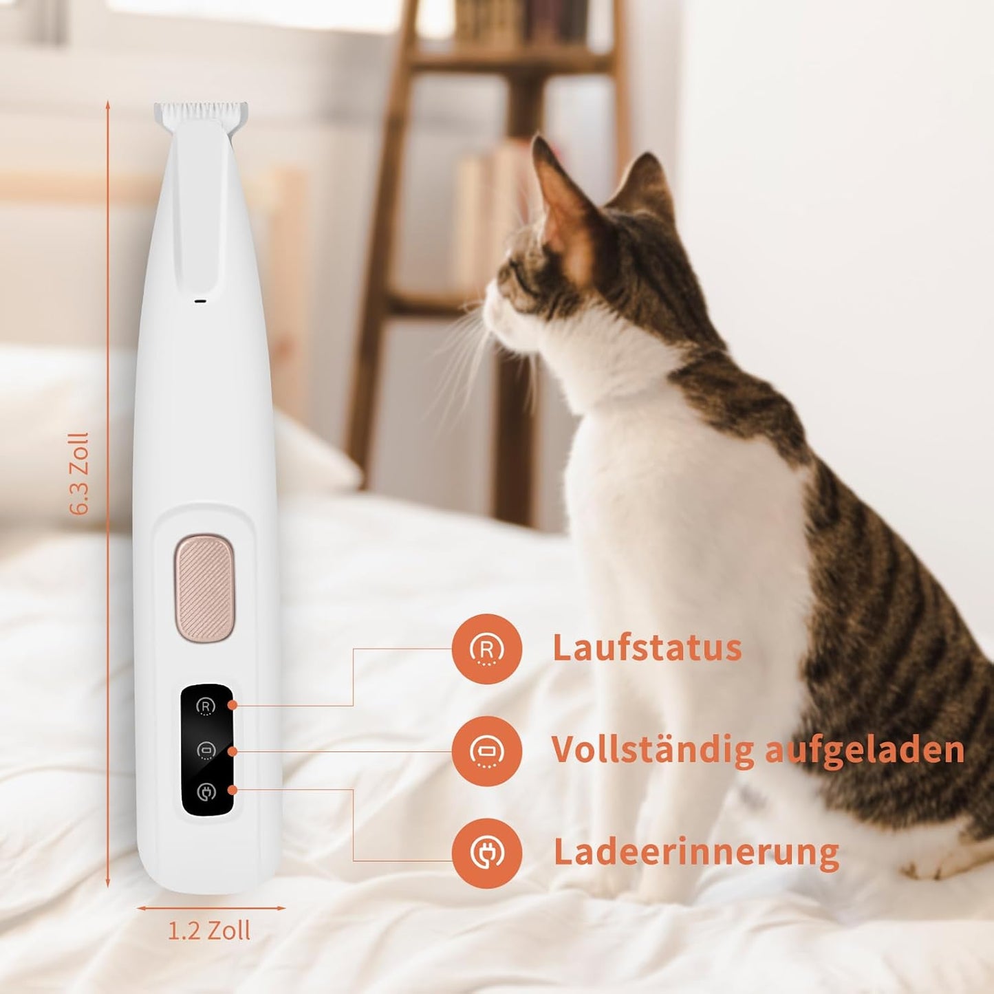 PawTrim Pro Pfotentrimmer superleise und wiederaufladbar, Weiss