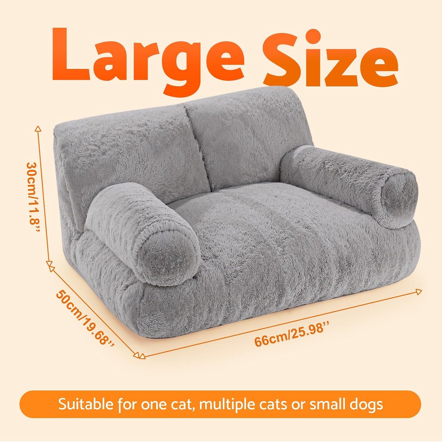 Orthopädisches Katzensofa mit abnehmbarem Bezug, Dunkelgrau 1