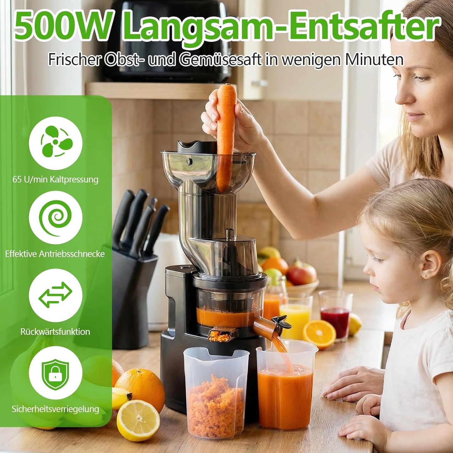 Slow Juicer mit grossem Einfüllschacht