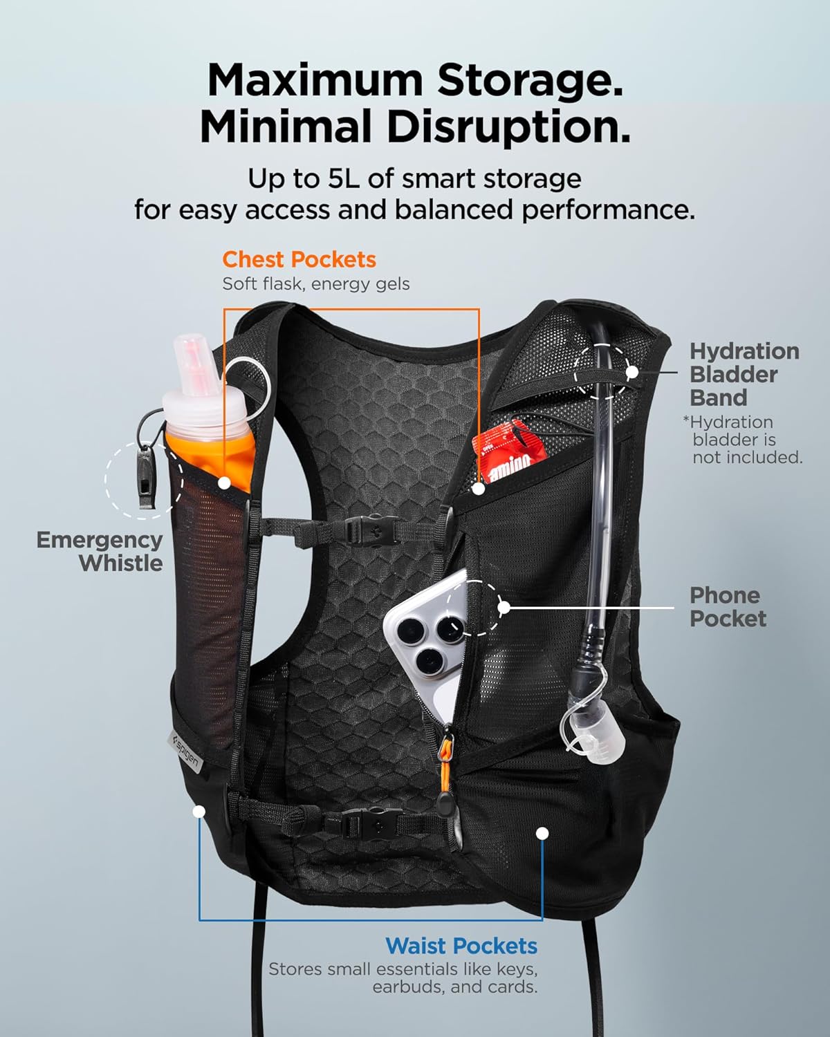 Laufweste mit Trinkflasche und Handyhalter, Mit Trinkflasche l M-L (77-95 cm Brustumfang)