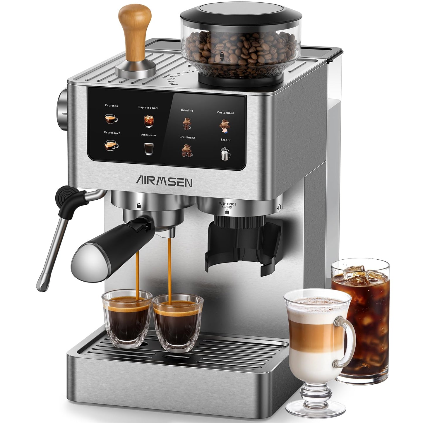 Siebträgermaschine EUBCM2316 mit Kegelmahlwerk & Milchschäumer