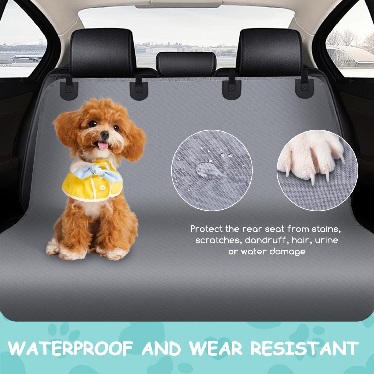 Wasserfeste Autoschondecke für Hunde, Grau