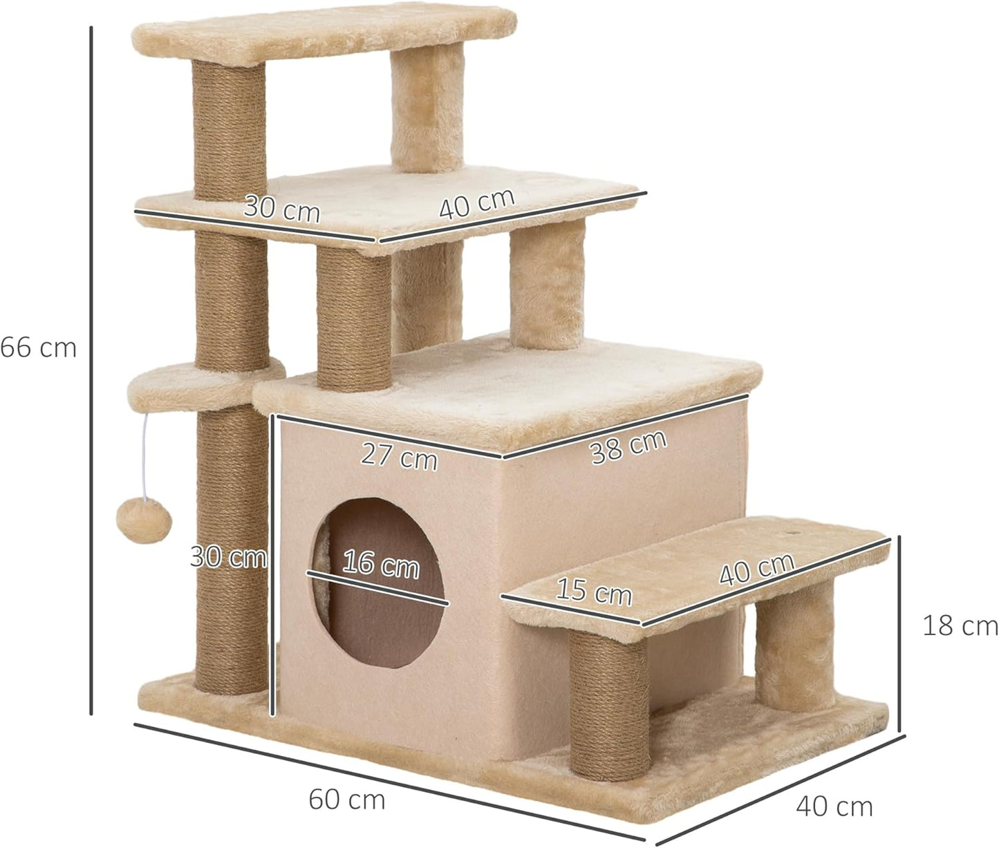 Hundetreppe mit Hütte, Beige