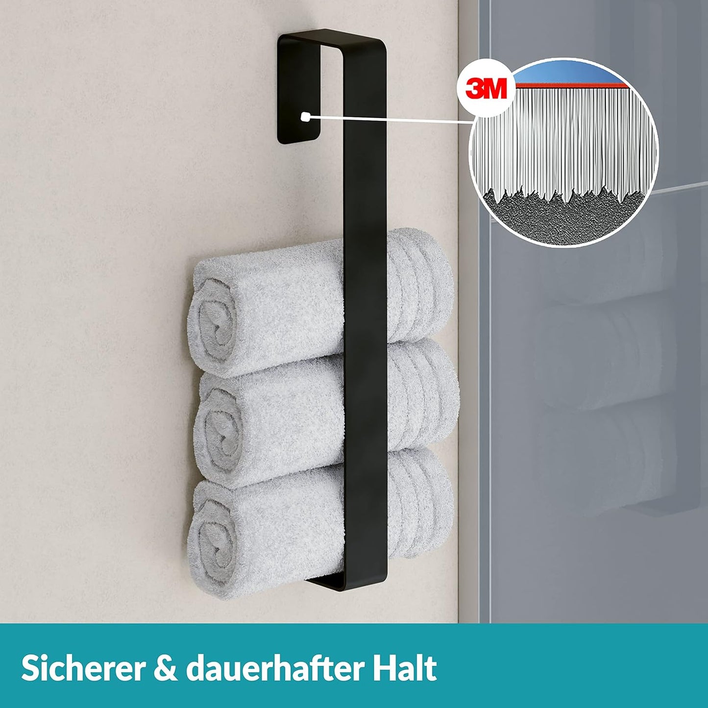 Vertikaler Handtuchhalter ohne Bohren, Schwarz 45 cm