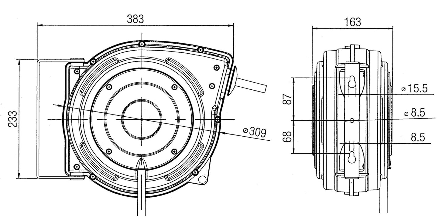 Schlauchaufroller L-275-152, 15m, 1/4" Anschlüsse - 15 m Schlauch - max. 20 bar