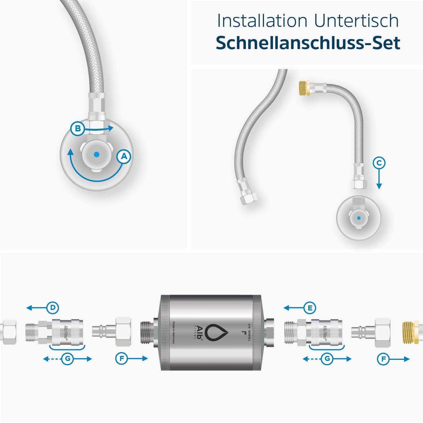 Active Wasserfilter mit Kartusche, Edelstahl Natur