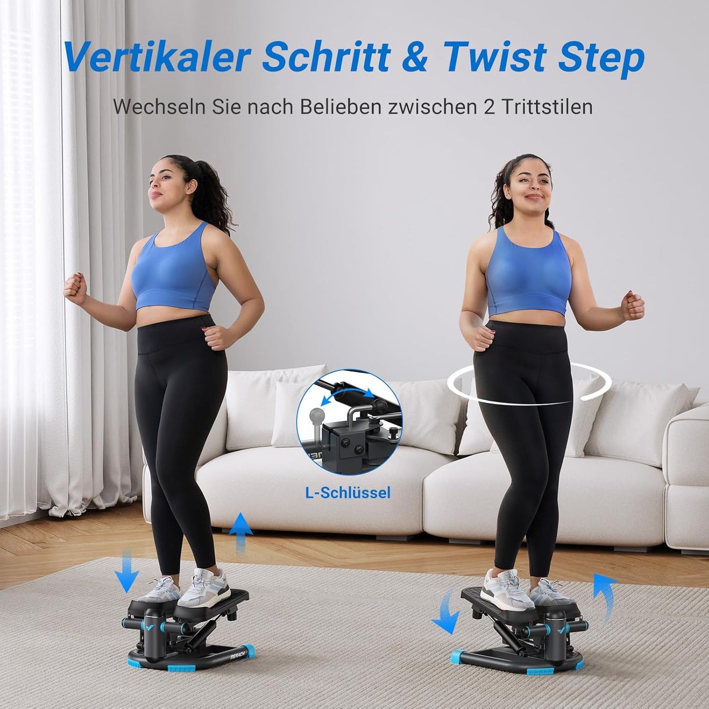 Mini Swing Stepper mit Widerstandsbändern, Schwarz