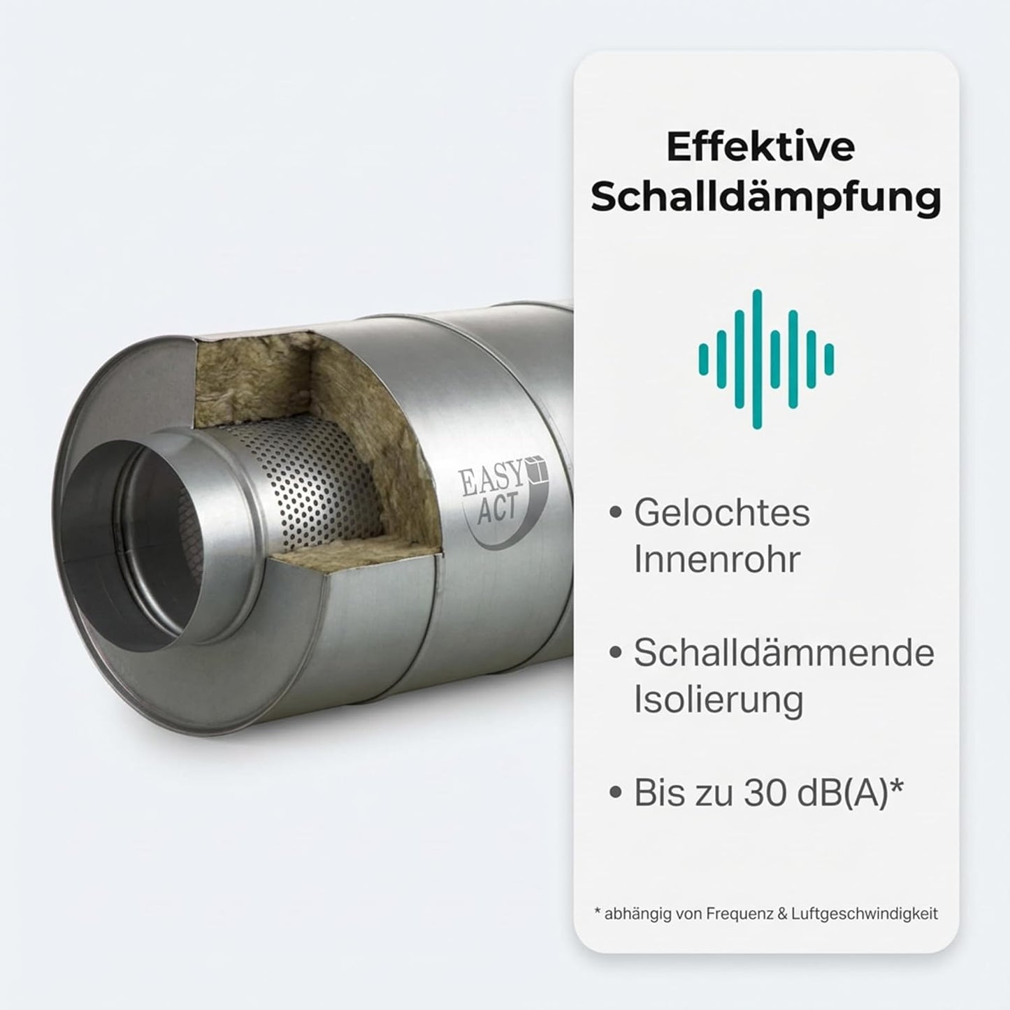 Rohrschalldämpfer 150 mm für Lüftungssysteme, 150 mm / 60 cm