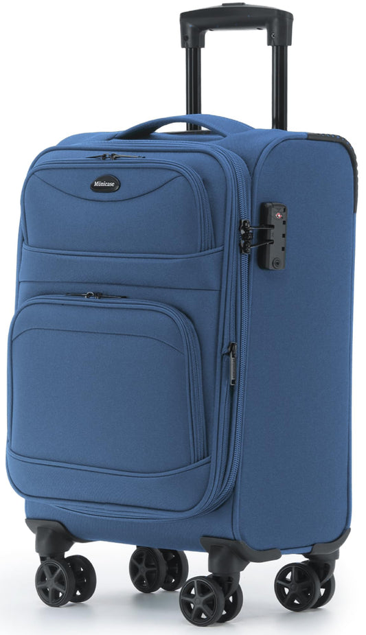 Erweiterbarer Stoffkoffer, Dunkelblau Koffer M (55 cm) erweiterbar