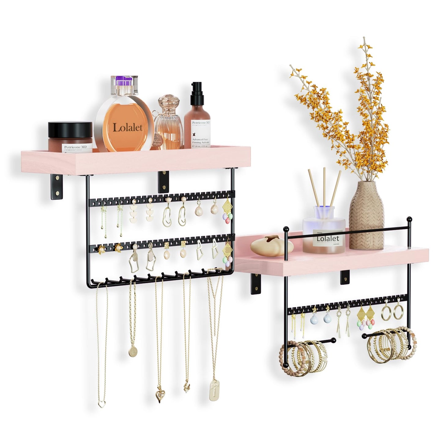 2er-Set Schmuckständer zur Wandmontage, Rosa