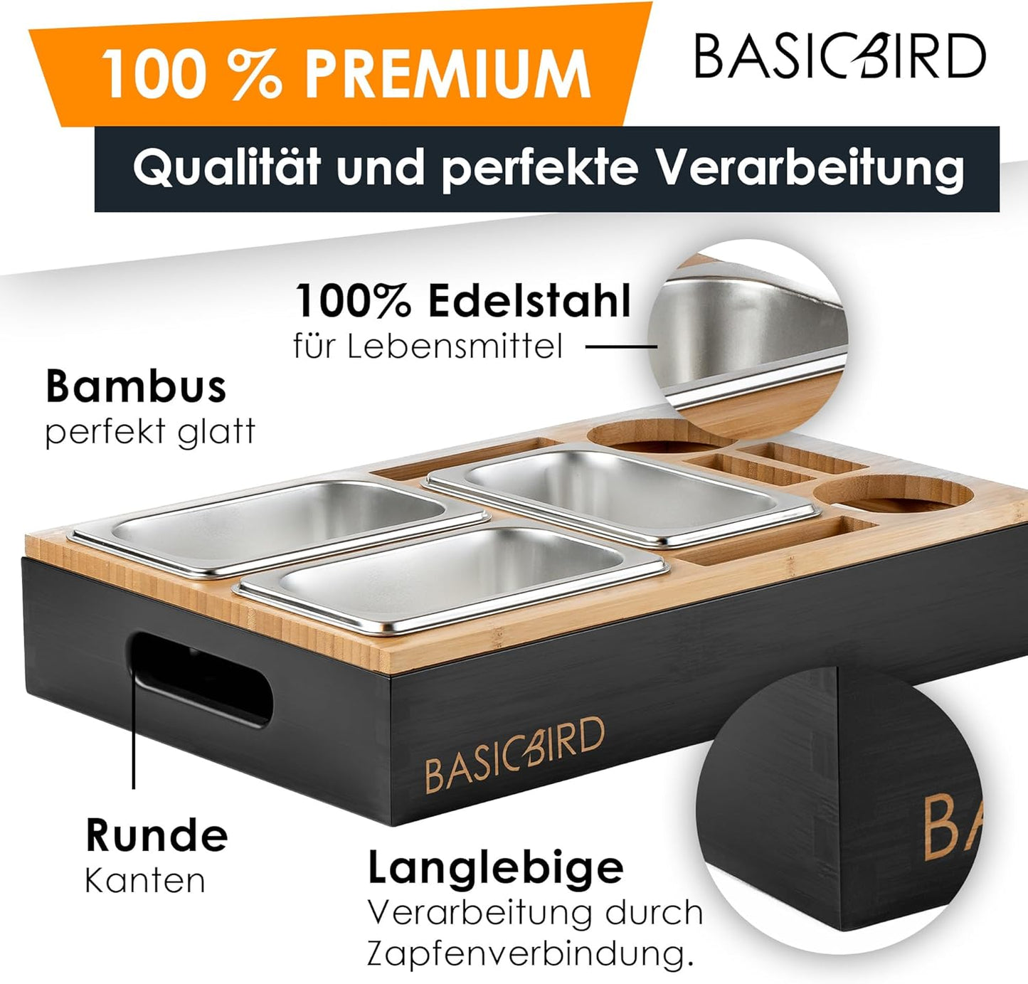 Couchbar mit Snackschalen und Getränkehalter, Black Body