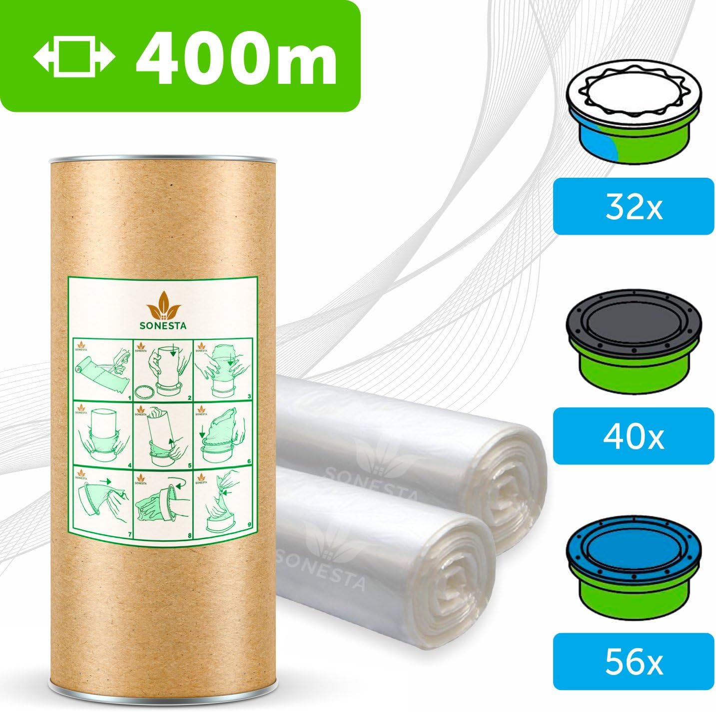 Nachfüllfolie für Windeltwister (400 m), 2 Stück (1er Pack)