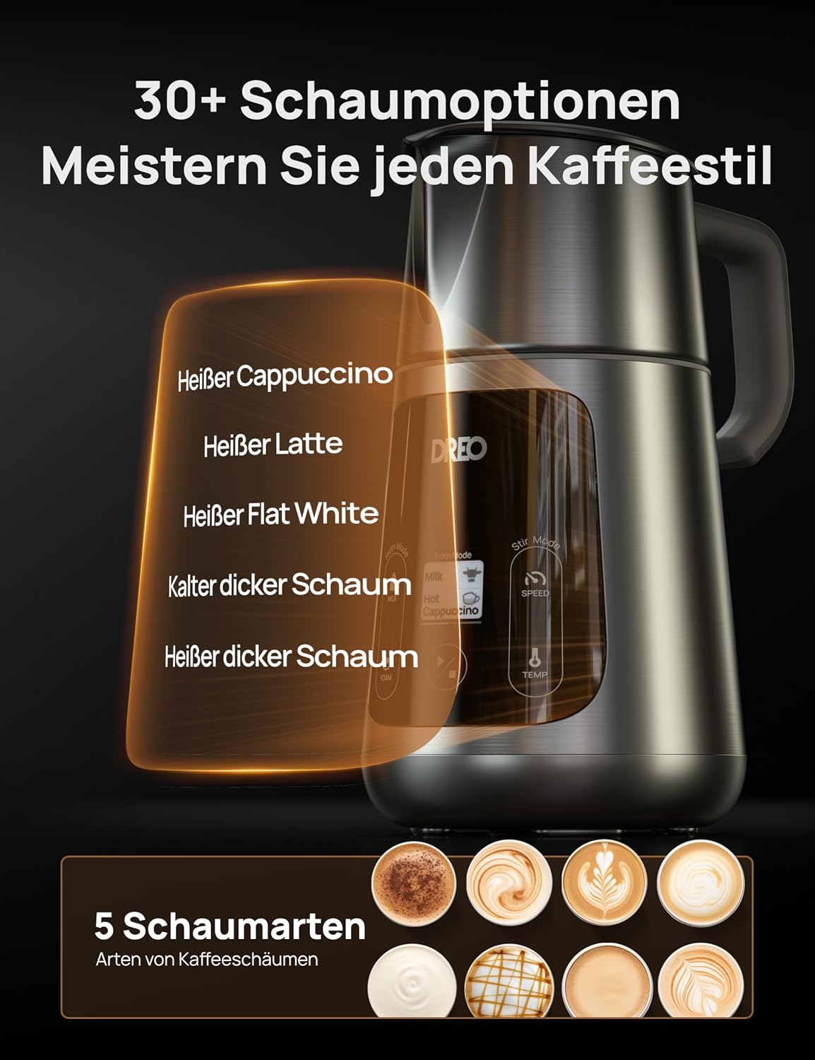 Elektrischer Milchaufschäumer, Silbergrau