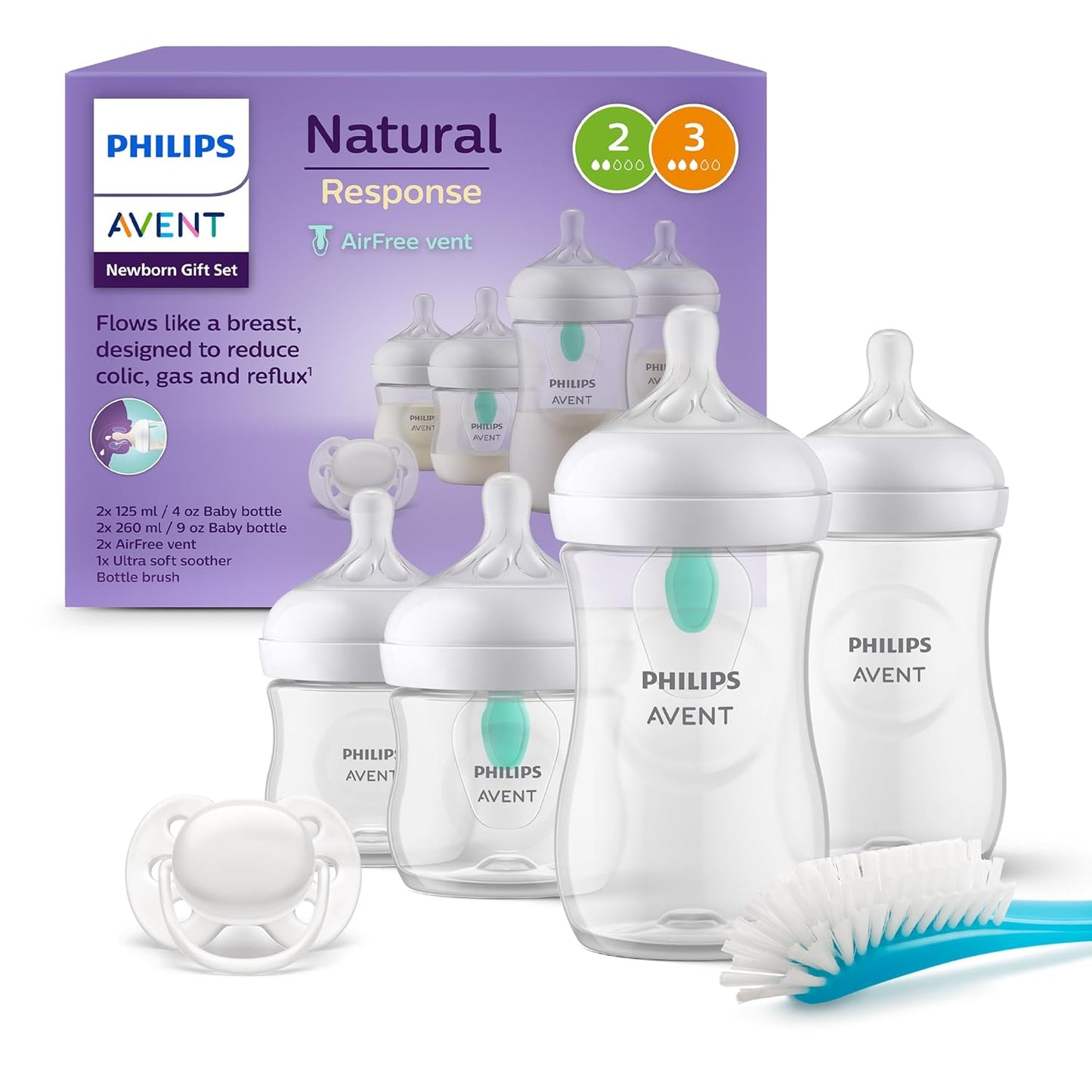Babyflaschen Geschenkset mit AirFree Ventil (4 Stück), Single