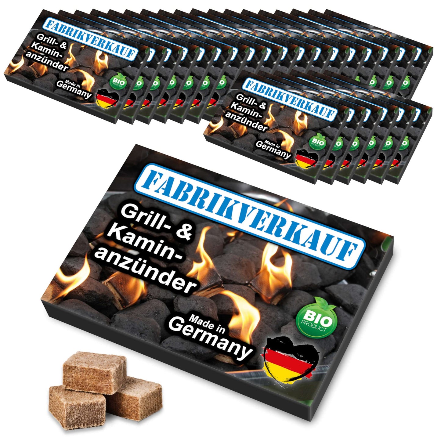24 Schachteln Anzündwürfel, Holz&Wachs 24 Anzündplatten