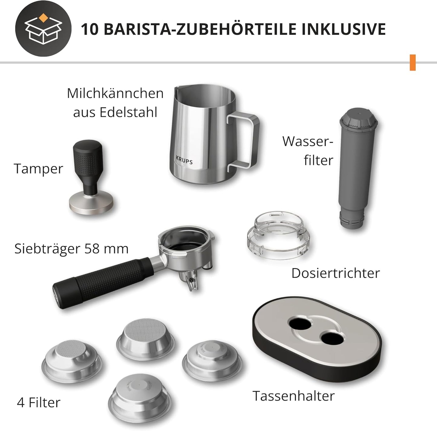 Siebträgermaschine mit Mahlwerk und Dampfdüse, Precision manuelle Siebträgermaschine mit Mahlwerk
