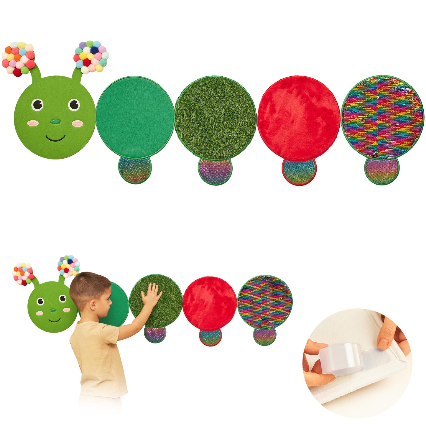 Sensorik-Wandpaneel für Kinder, Caterpillar